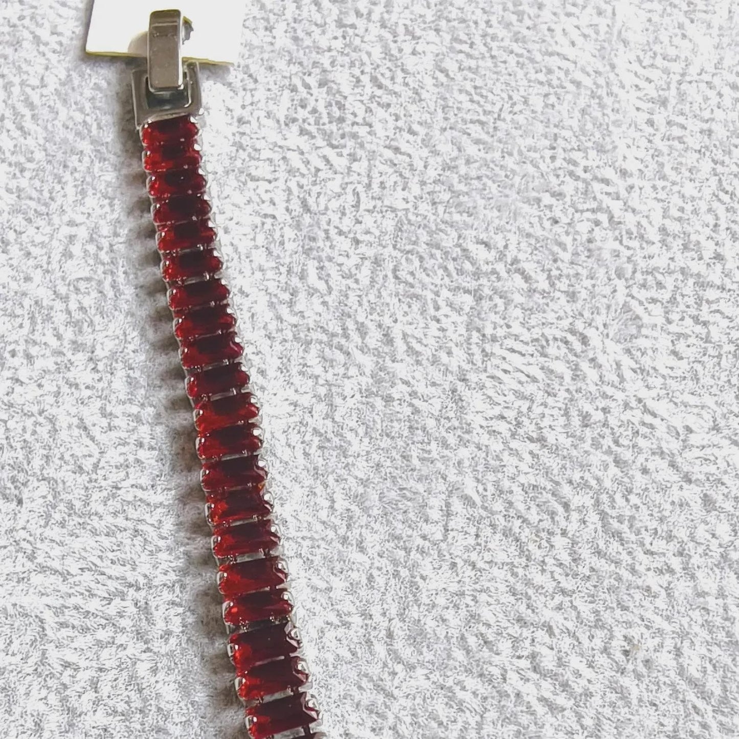 12Ct Radiant Baguette Cut Red Garnet Lab-Created Garnet Tennis Bracelet 14K White Gold Plated Diamond Bracelet Size 7.5" Inch 925 Silver