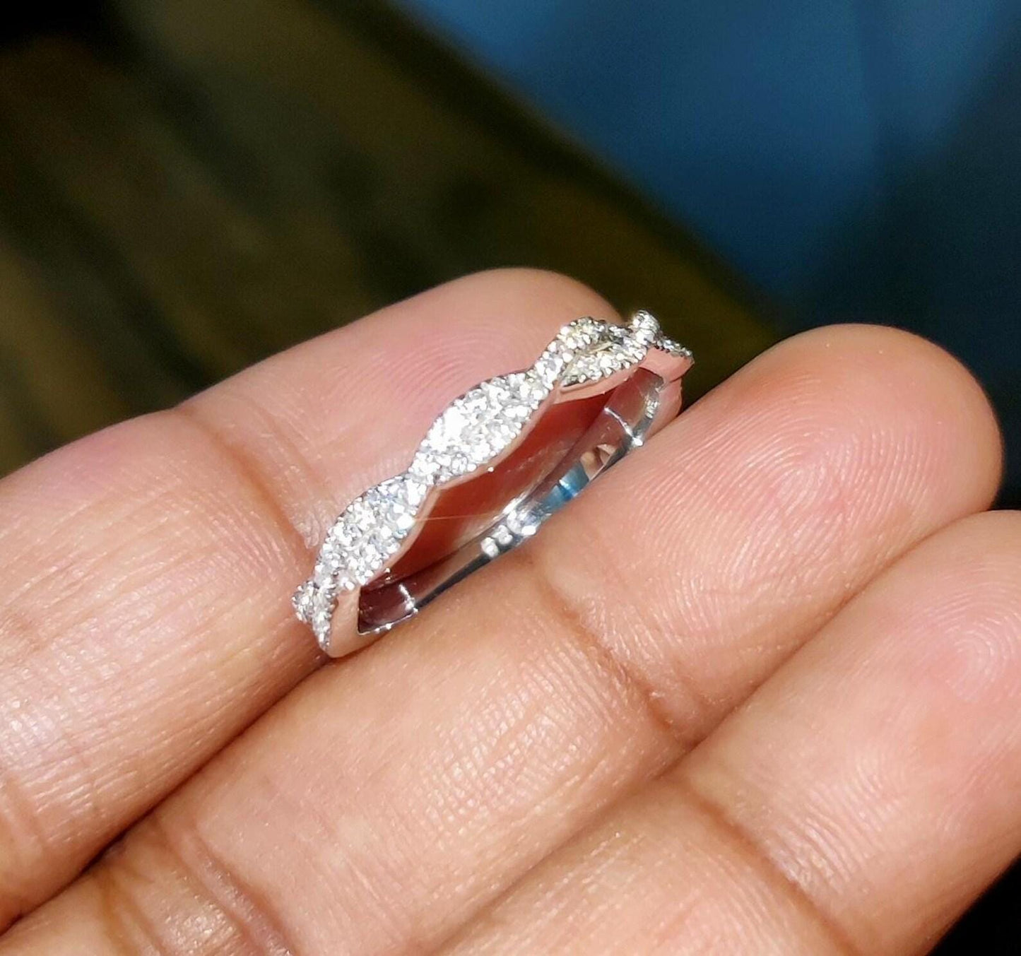 1.50Ct Round Cut Simulated Diamond Wedding Engagement Twisted Band Women's Engagement Ring 14K White Gold Plated 925 Silver