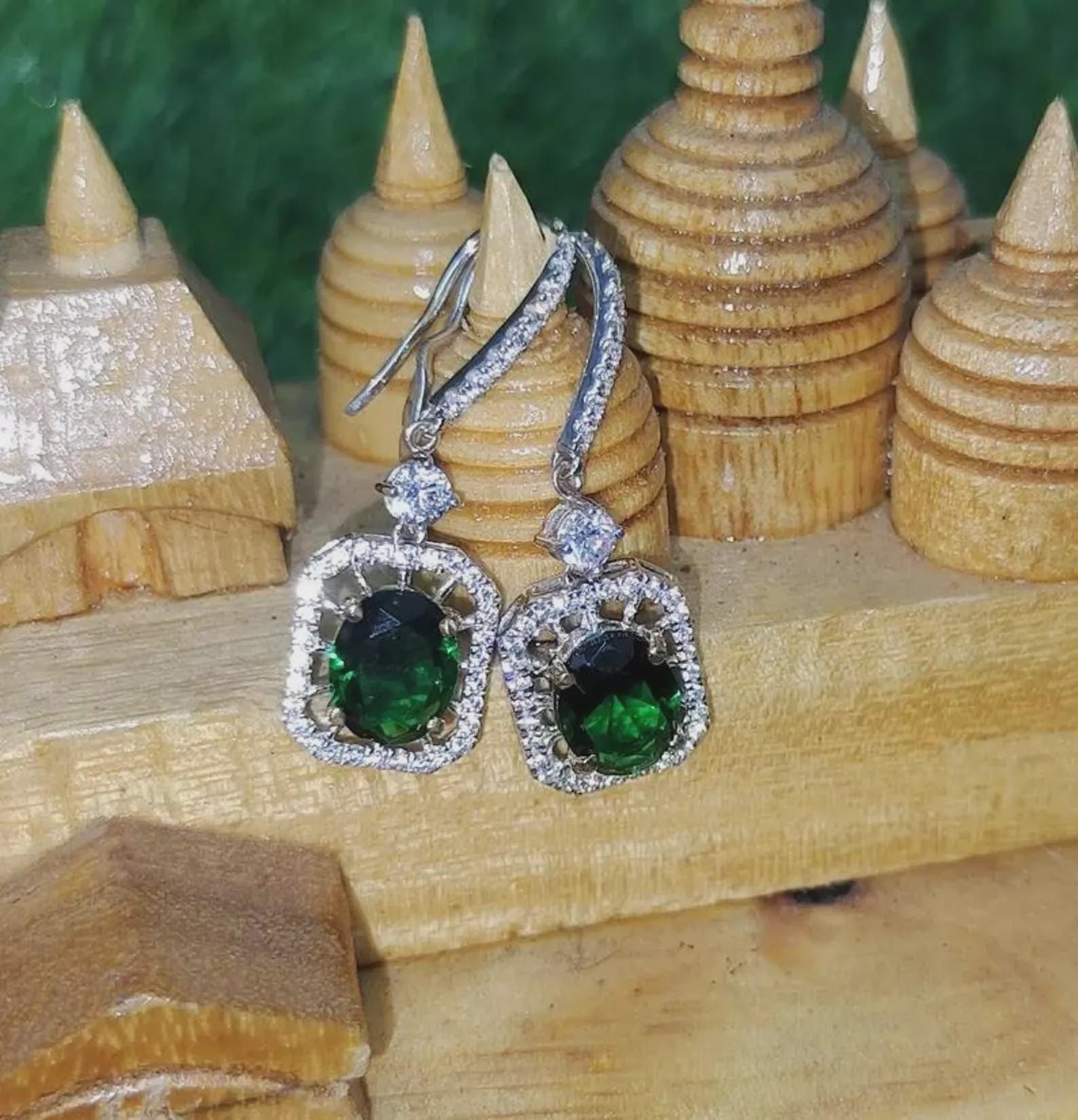 2Ct Oval Cut Green Emerald Elegant Drop Dangle Women's Earrings 14K White Gold Plated - 925 Sterling Silver, Birthday Gift For Her