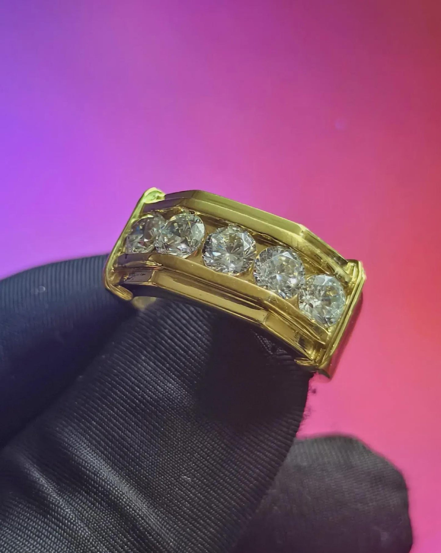 2Ct Moissanite Anniversary Band Ring Round Cut 14K Yellow Gold Plated 925 Silver, Engagement Band Ring, For Wedding Ring