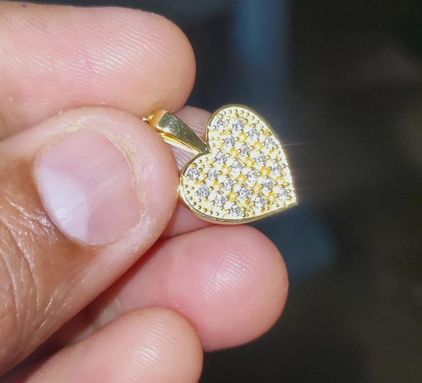 Diamond Heart Pendant Simulated Round Cut Pendant 14K Yellow Gold Plated Love Theme Pendant 925 Sterling Silver For Party Birthday