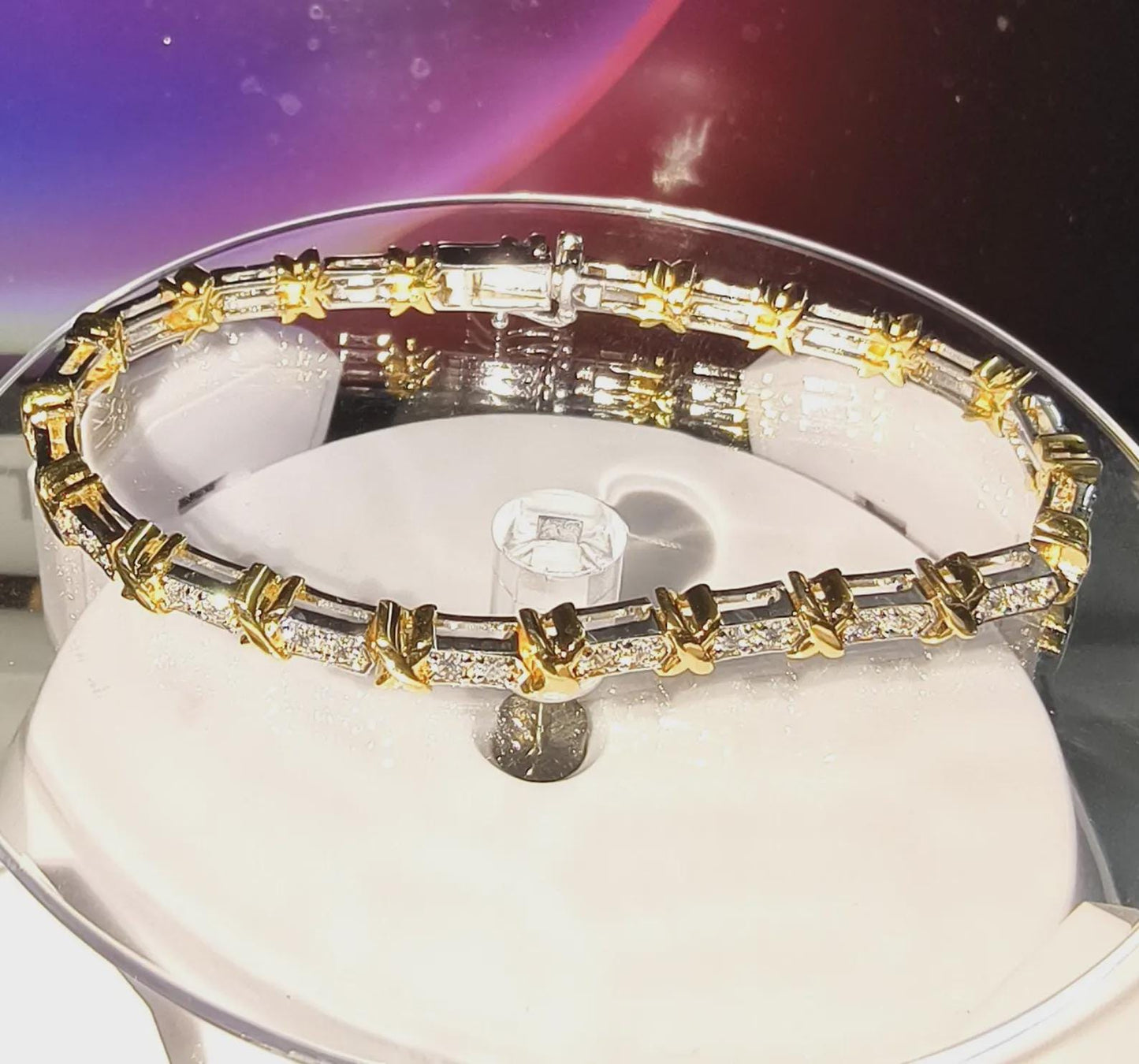 6Ct Diamond Bracelet Round Lab-Created Diamond 14K Two-Tone Gold Finish Sterling 925 Silver Bracelet Gift For her Birthday Gift Party Wear