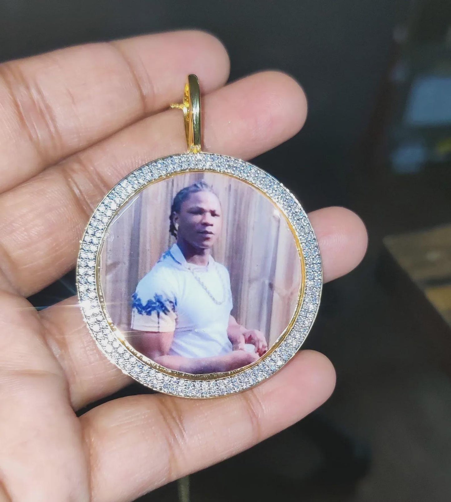 Custom Picture Necklace Personalized Diamond Necklace With Photo Frame Lab Created Diamond 925 Silver Pendant 14K Yellow Gold Plated