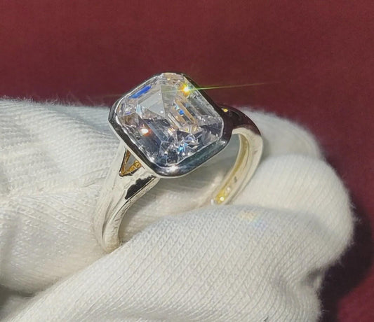 2Ct Diamond Emerald Cut Simulated Diamond Solitaire Prong Engagement Anniversary Wedding Ring 14K White Gold Finish Gift 925 Sterling Silver