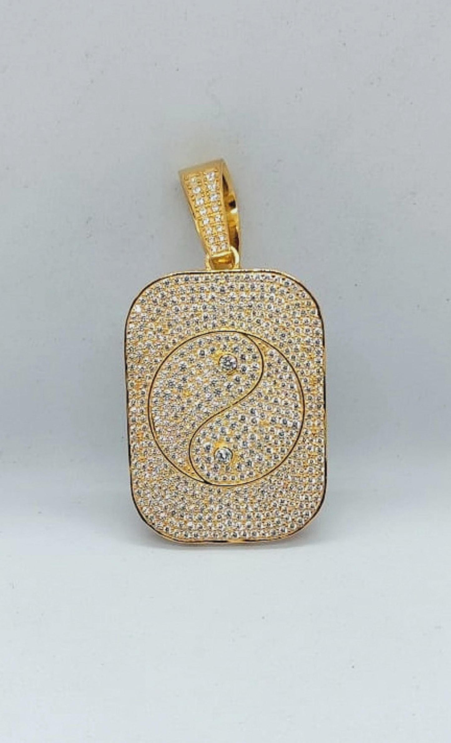 2Ct Round Cut Simulated Diamond Dog Tag Pendant 14K Yellow Gold Plated Unisex Diamond Pendant 925 Sterling Silver Custom Engraved Necklace