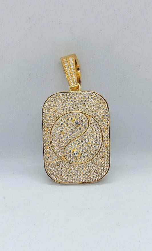 2Ct Round Cut Simulated Diamond Dog Tag Pendant 14K Yellow Gold Plated Unisex Diamond Pendant 925 Sterling Silver Custom Engraved Necklace