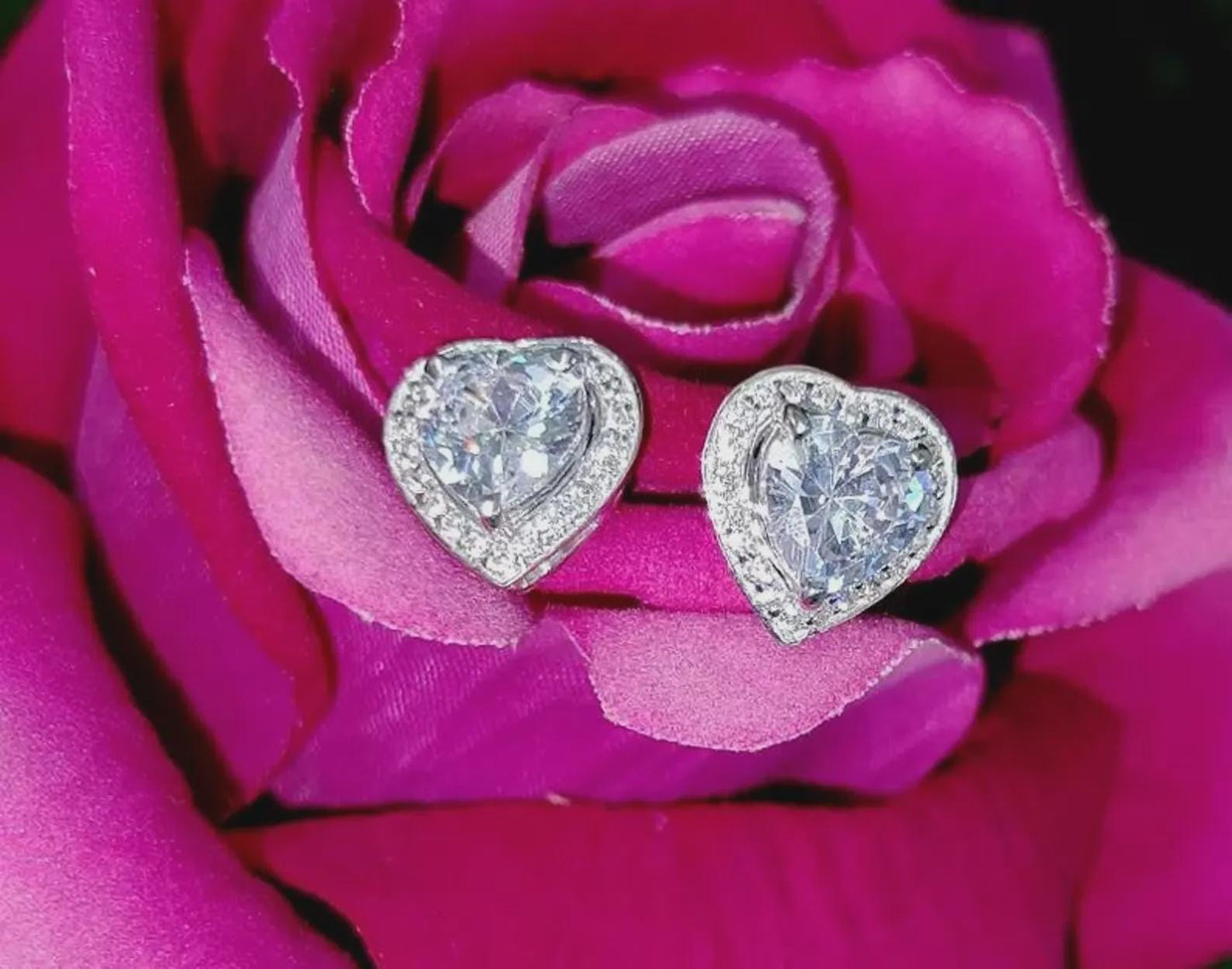 2Ct Heart Cut Solitaire Prong Stud Earrings Simulated Diamond Earrings 14K White Gold Finish 925 Silver Stud Earring, Gift For Anniversary