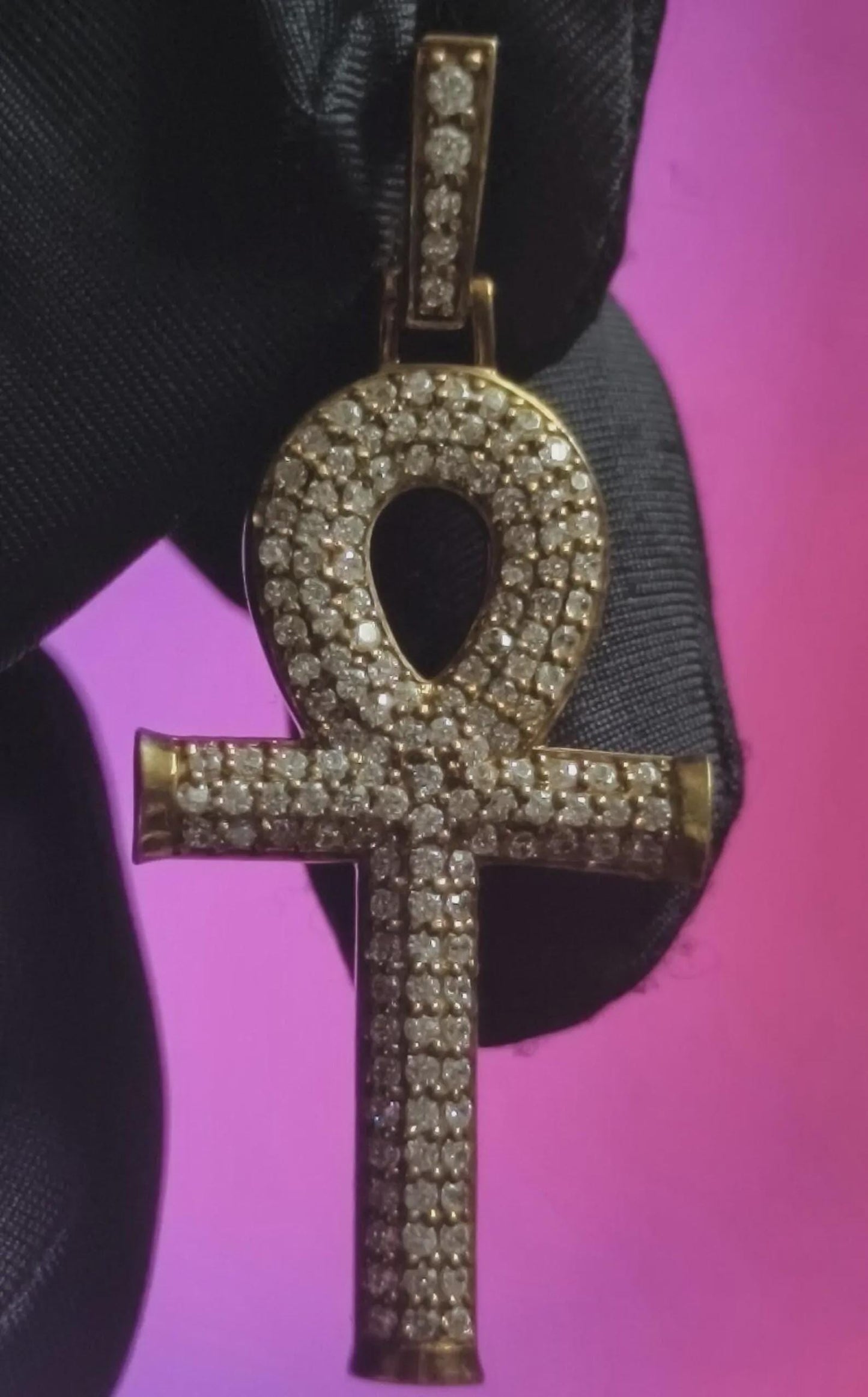 1.50Ct Moissanite Cross Pendant Round 14K Yellow Gold Plated 925 Sterling Silver, Hip Hop Pendant, Christmas Religious Pendant