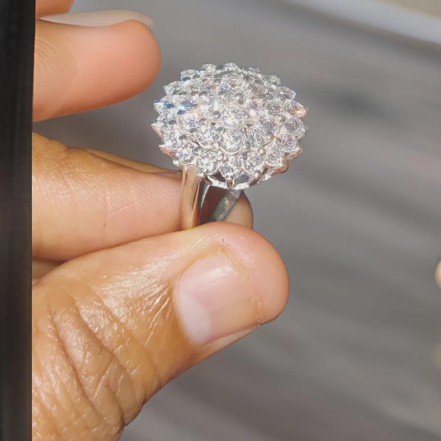 2Ct Diamond Round Cut Flower Shape Simulated Diamond Engagement Wedding Ring 14K White Gold Plated,925 Silver Ring, Anniversary Ring