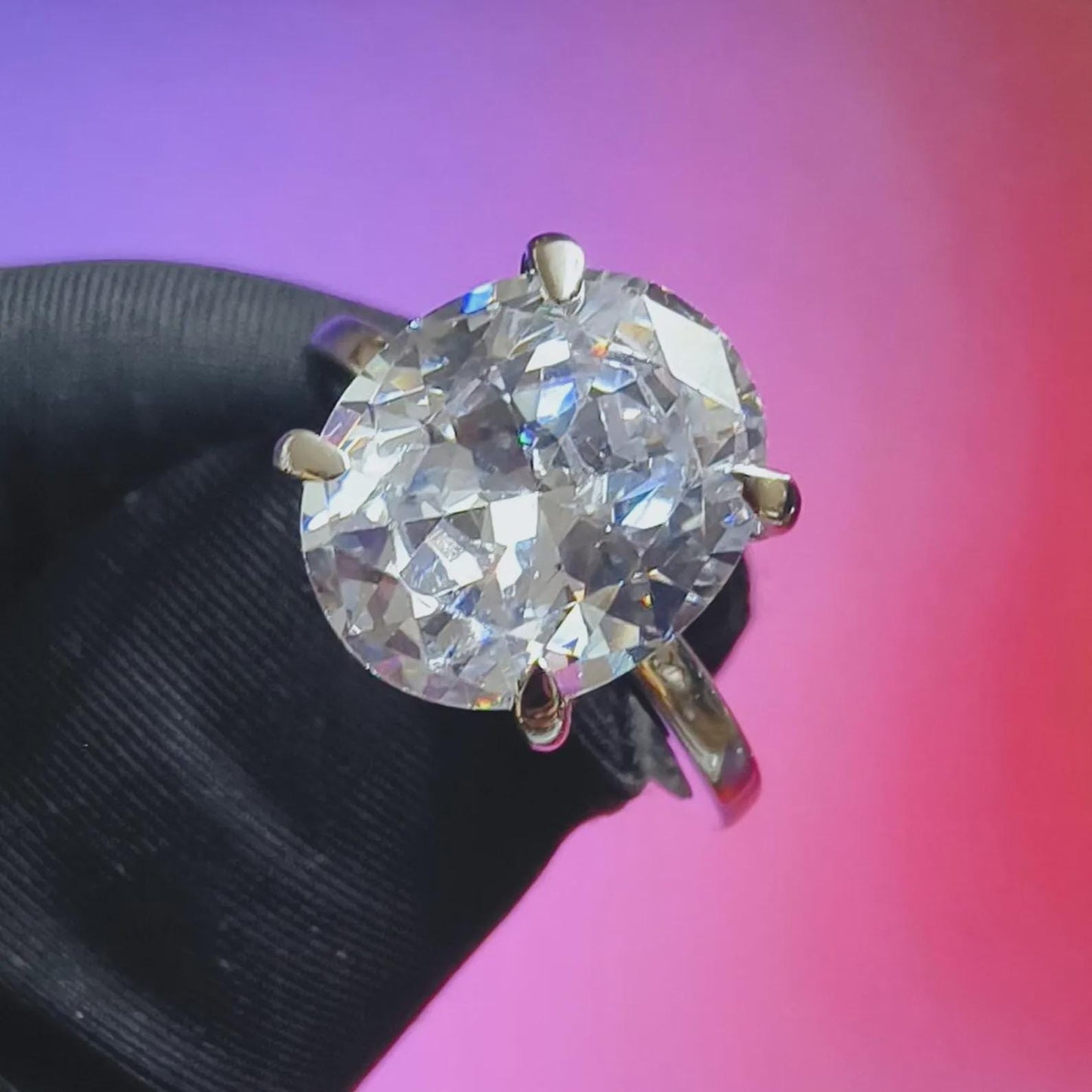 2Ct Diamond Oval Cut Wedding Solitaire Ring Simulated Diamond Ring 14K White Gold Finish 925 Sterling Silver Engagement Anniversary Ring