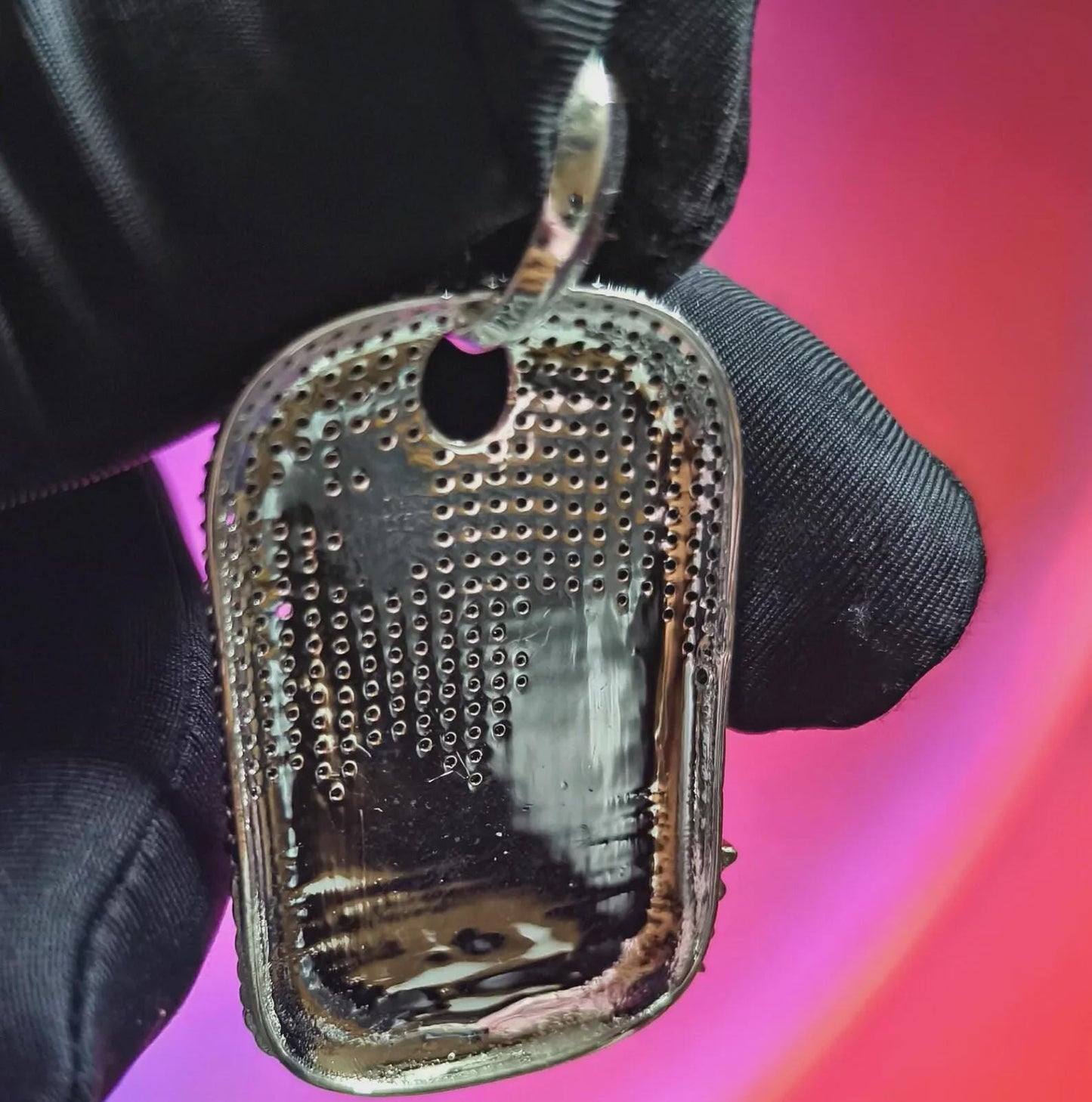 2Ct Diamond Dog Tag Pendant Round Simulated Black Diamond Pendant 14K White Gold Plated Unisex Pendant 925 Sterling Silver, Hip Hop Pendant