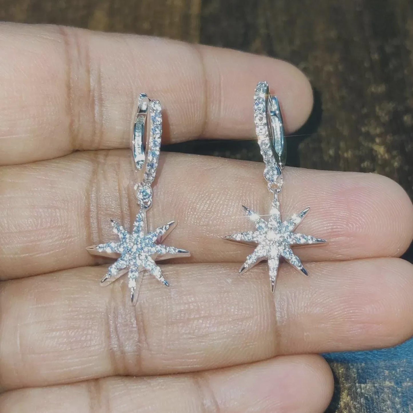 2Ct Round Cut Simulated Diamond Sunburst Drop Dangle Earrings 14K White Gold Finish Sterling Silver Clip On Earrings Gift for Birthday