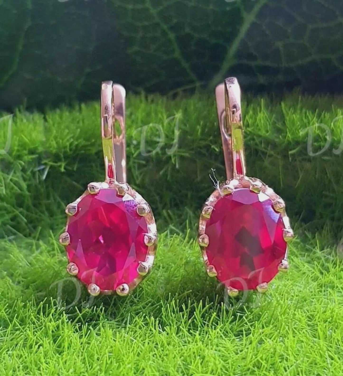 2Ct Ruby Hoop Earrings Oval Cut Simulated Red Ruby Diamond Hoop Earring 14k Yellow Gold Plated, Fancy Hoop Earrings, Gift for Birthday