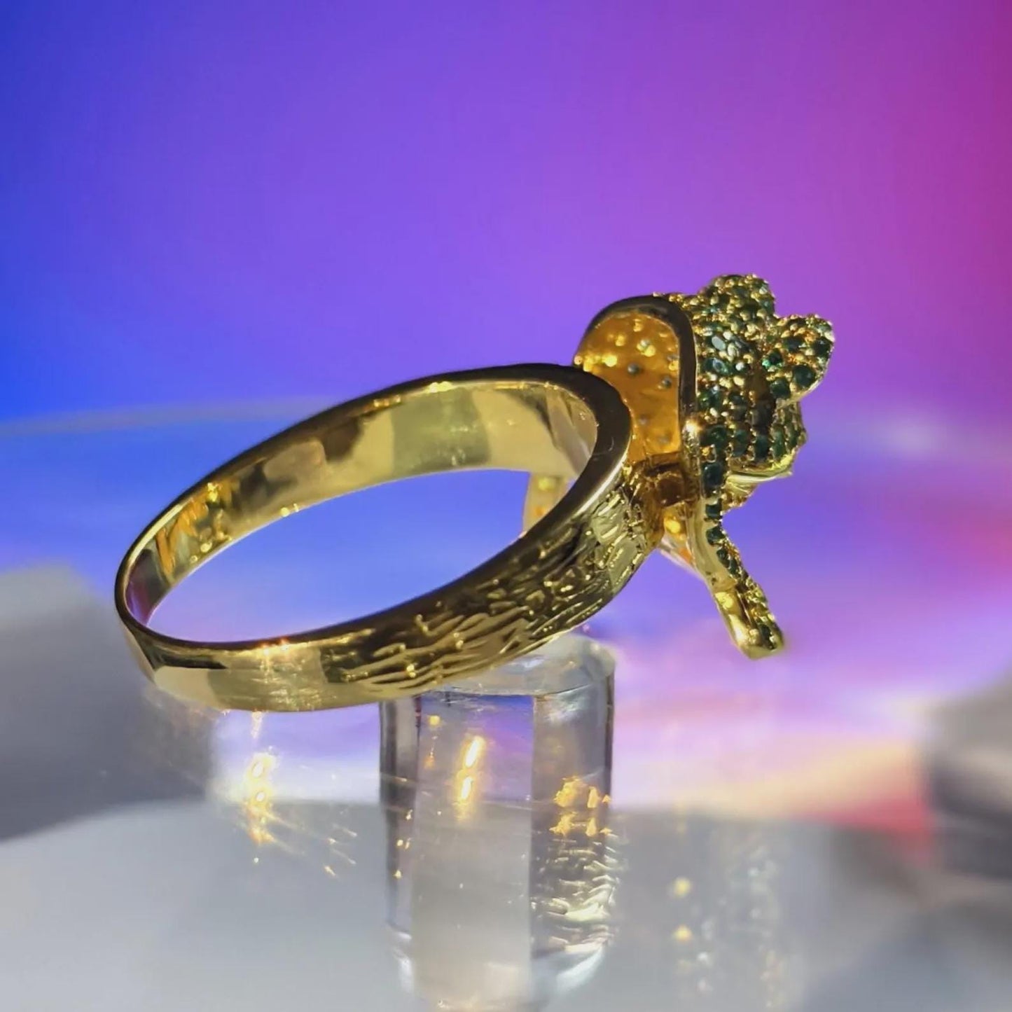 2Ct Round Cut Frog Shape Ring Simulated Green Emerald 14K Yellow Gold Plated 925 Sterling Silver, Anniversary Ring, For Birthday Gift Ring