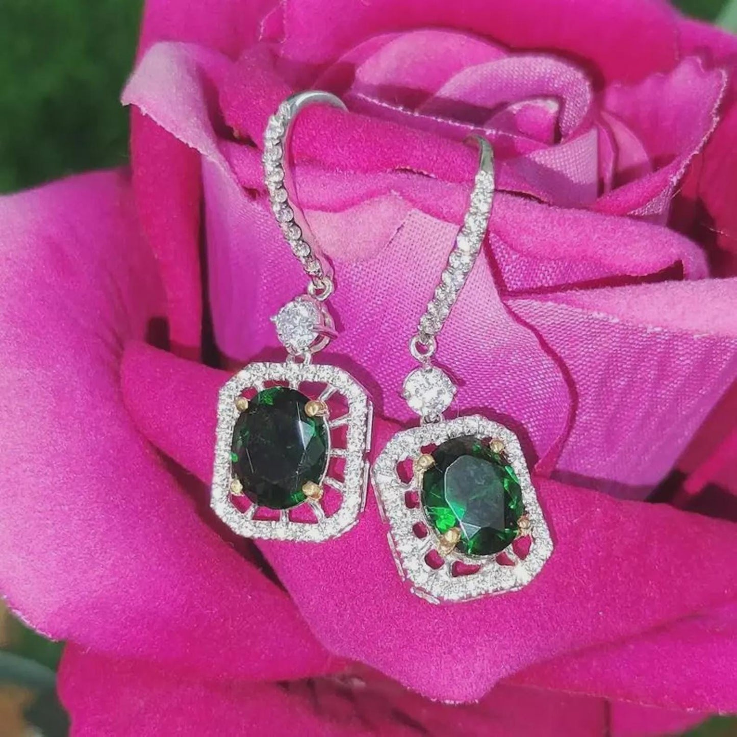 2Ct Oval Cut Green Emerald Elegant Drop Dangle Women's Earrings 14K White Gold Plated - 925 Sterling Silver, Birthday Gift For Her