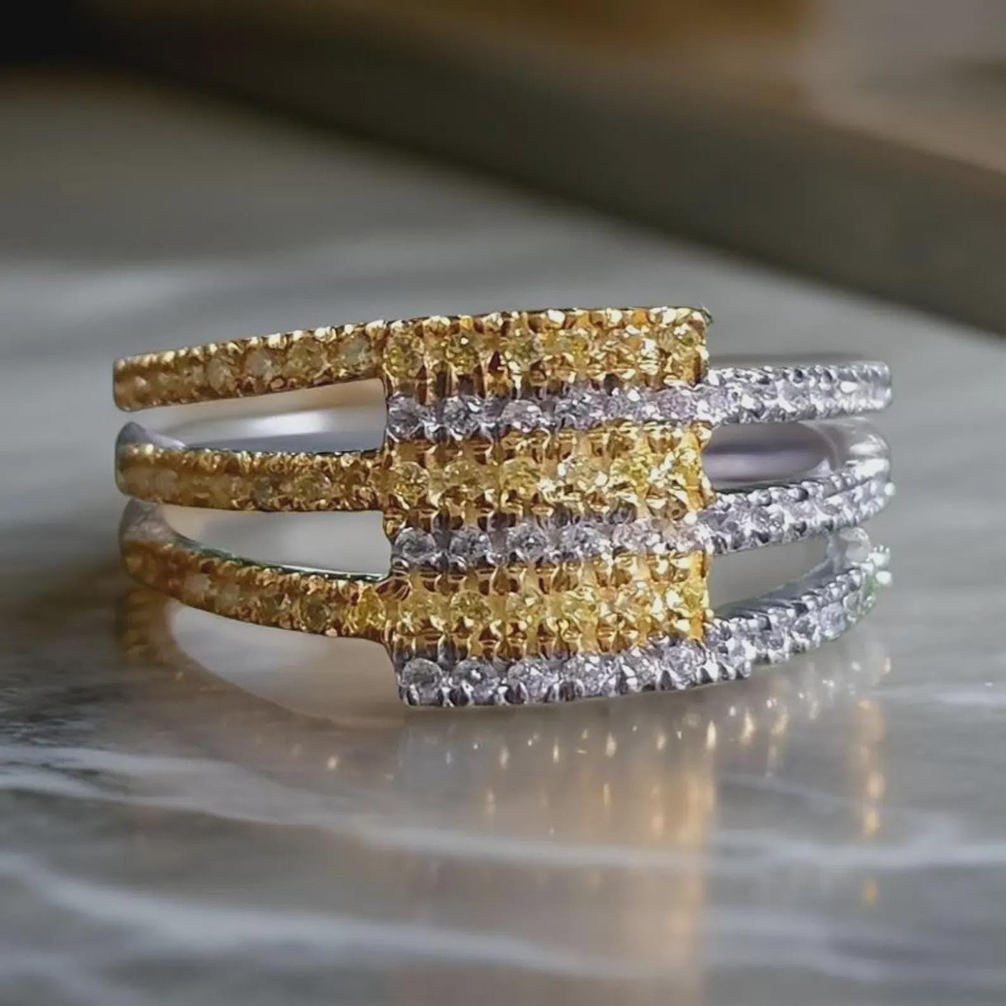 2Ct Round Cut Simulated Diamond Engagement Band Ring Bypass Wedding Ring Anniversary Ring 14K Two Tone Gold Plated 925 Sterling Silver