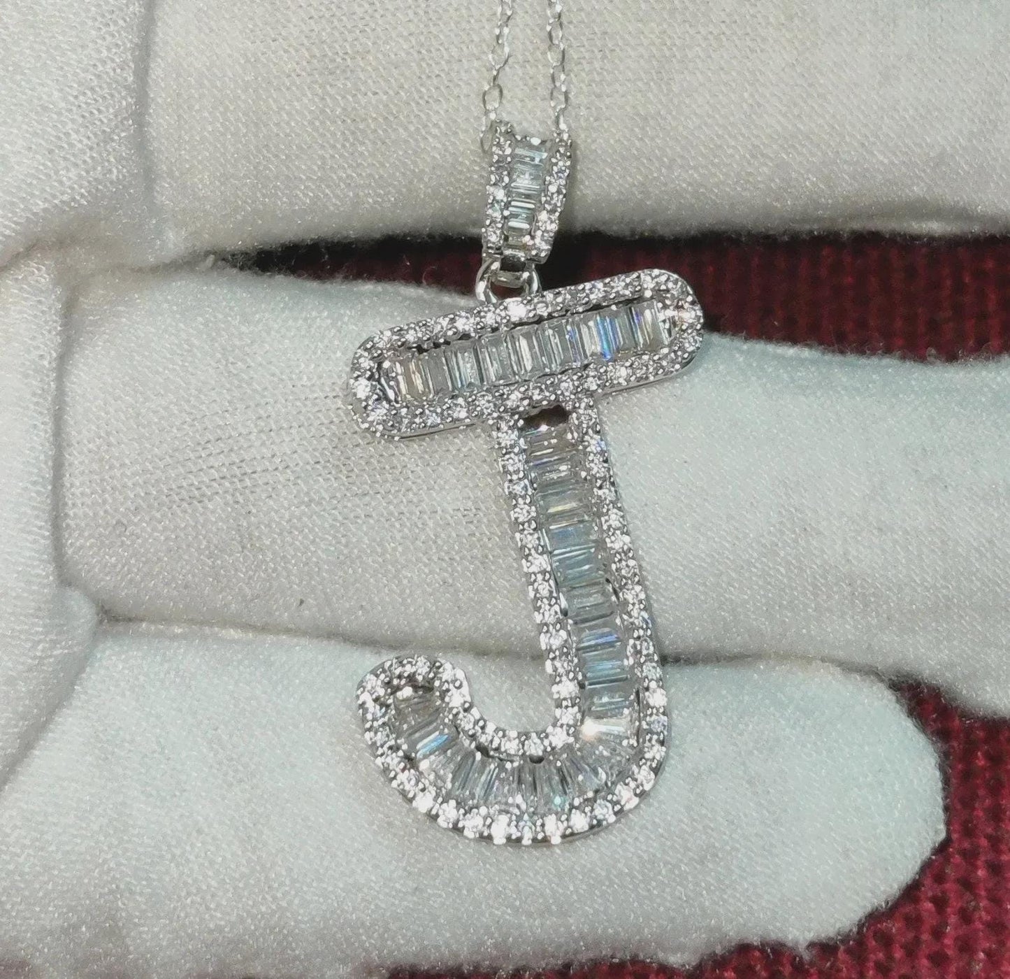 2Ct Diamond Baguette Cut Simulated Diamond Pendant, Custom Any Letter Diamond Pendant, Unisex Diamond Pendant, For Birthday Pendant Gift