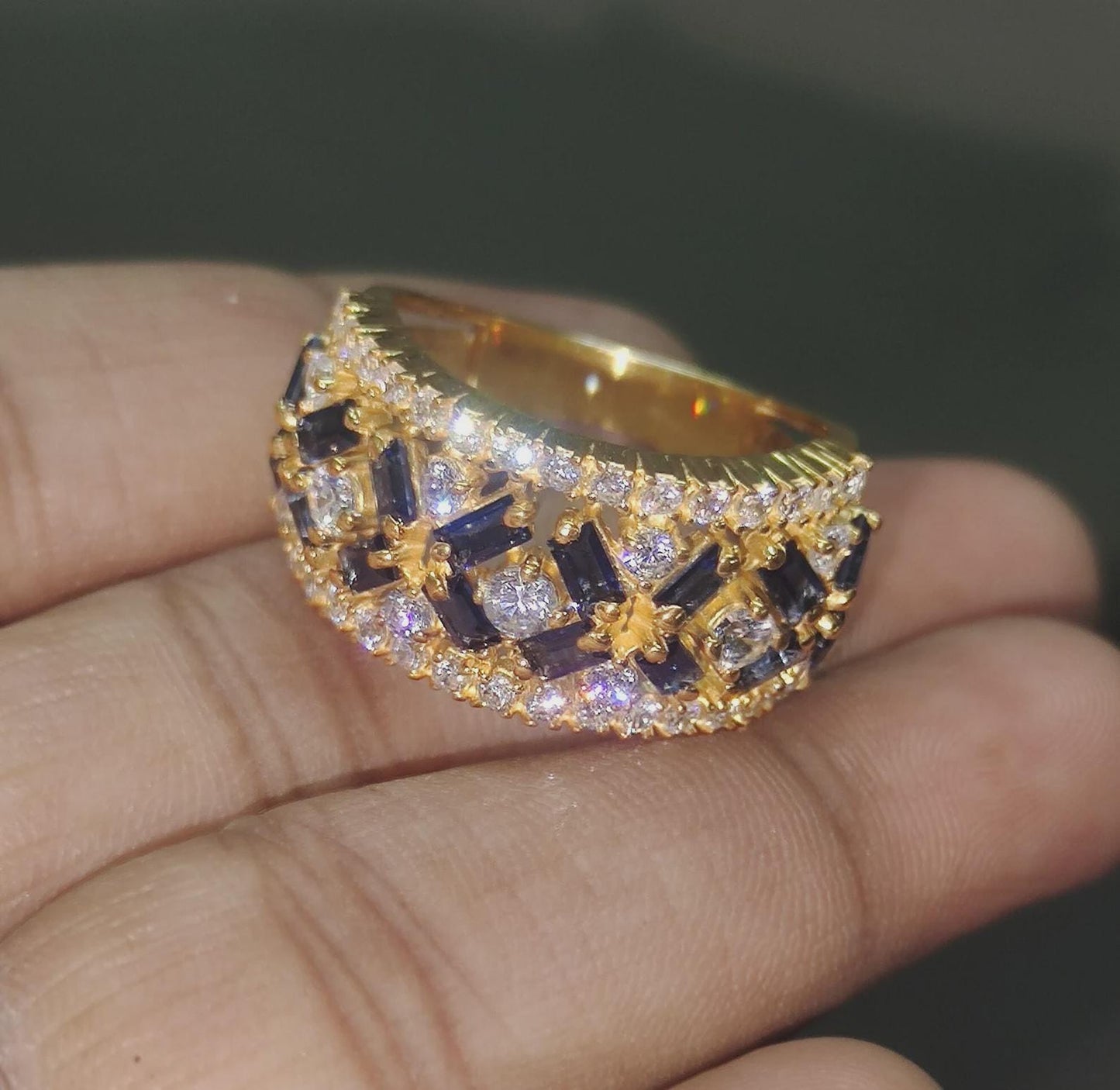 2Ct Baguette Cut Blue Sapphire Engagement Anniversary Wedding Women's Band Ring 14K Yellow Gold Finish Gift For Her ,Birthday Gift,