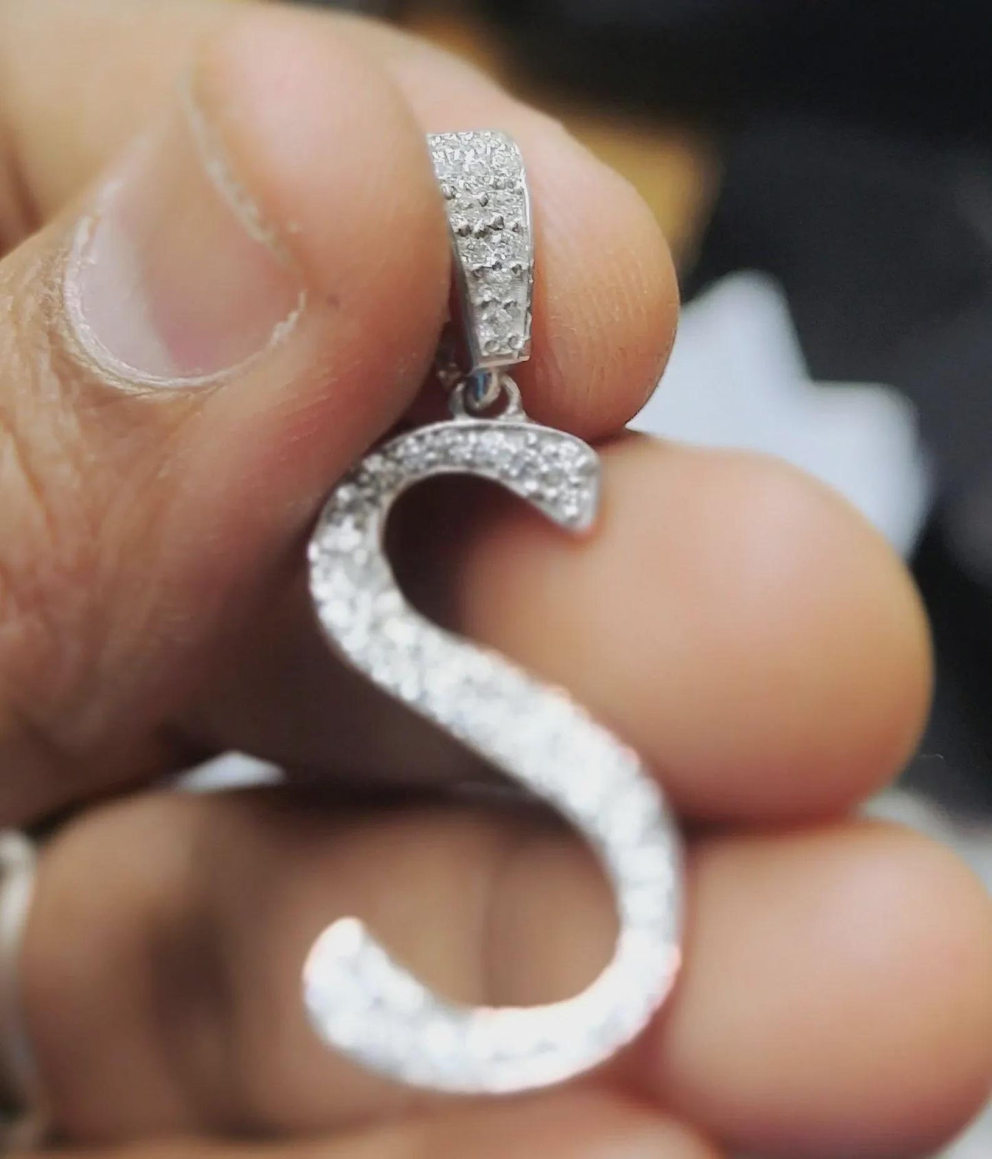 1Ct Diamond Lab-Created Pendant Necklace Customize Any Letter Round Cut 14K White Gold Plated 925 Sterling Silver Custom Name Pendant