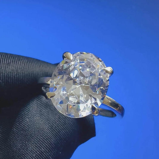 2Ct Diamond Oval Cut Wedding Solitaire Ring Simulated Diamond Ring 14K White Gold Finish 925 Sterling Silver Engagement Anniversary Ring