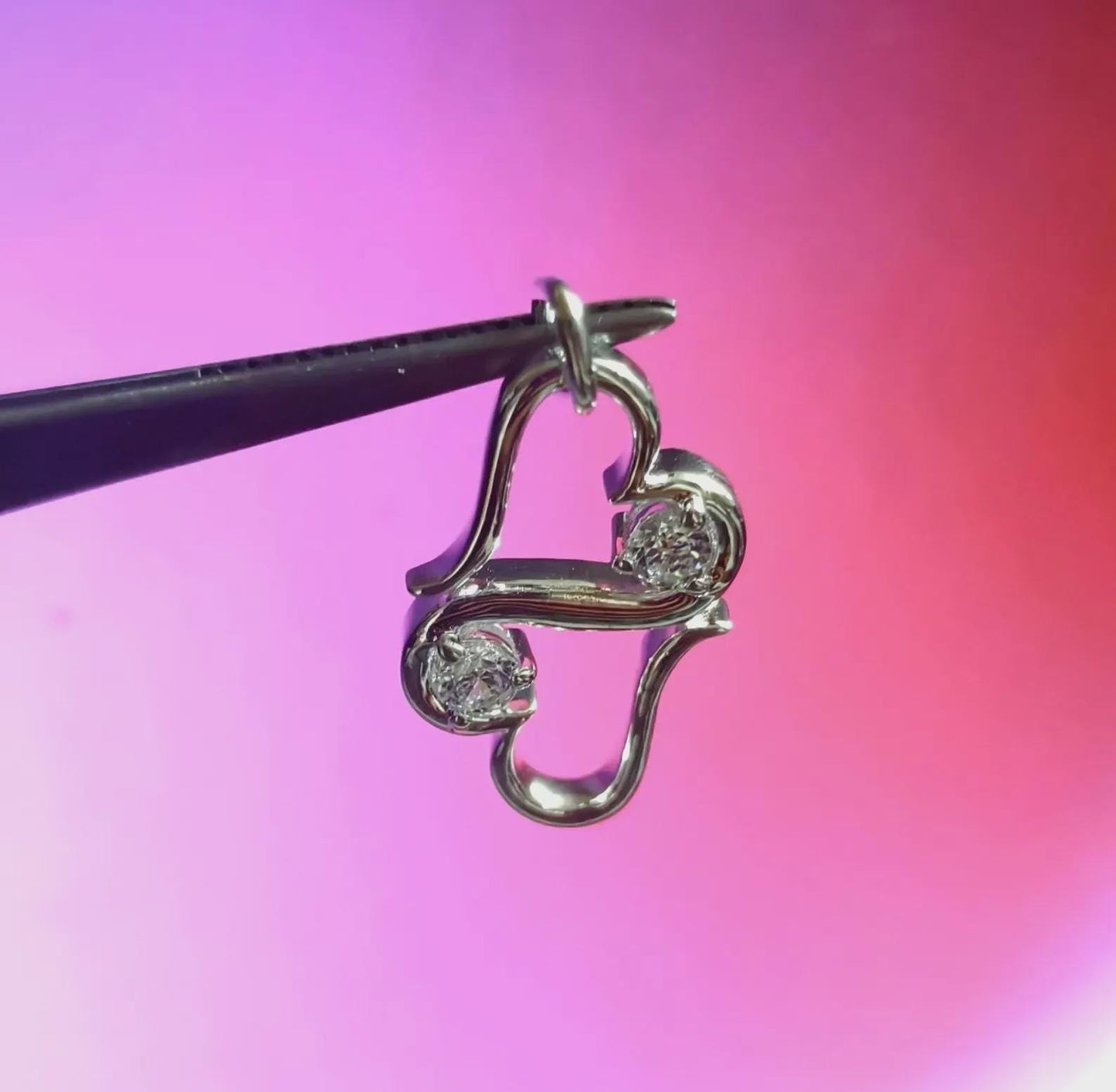 Double Heart Pendant Round Cut Moissanite 14K White Gold Plated 925 Sterling Silver, Solitaire Pendant , Love Pendant