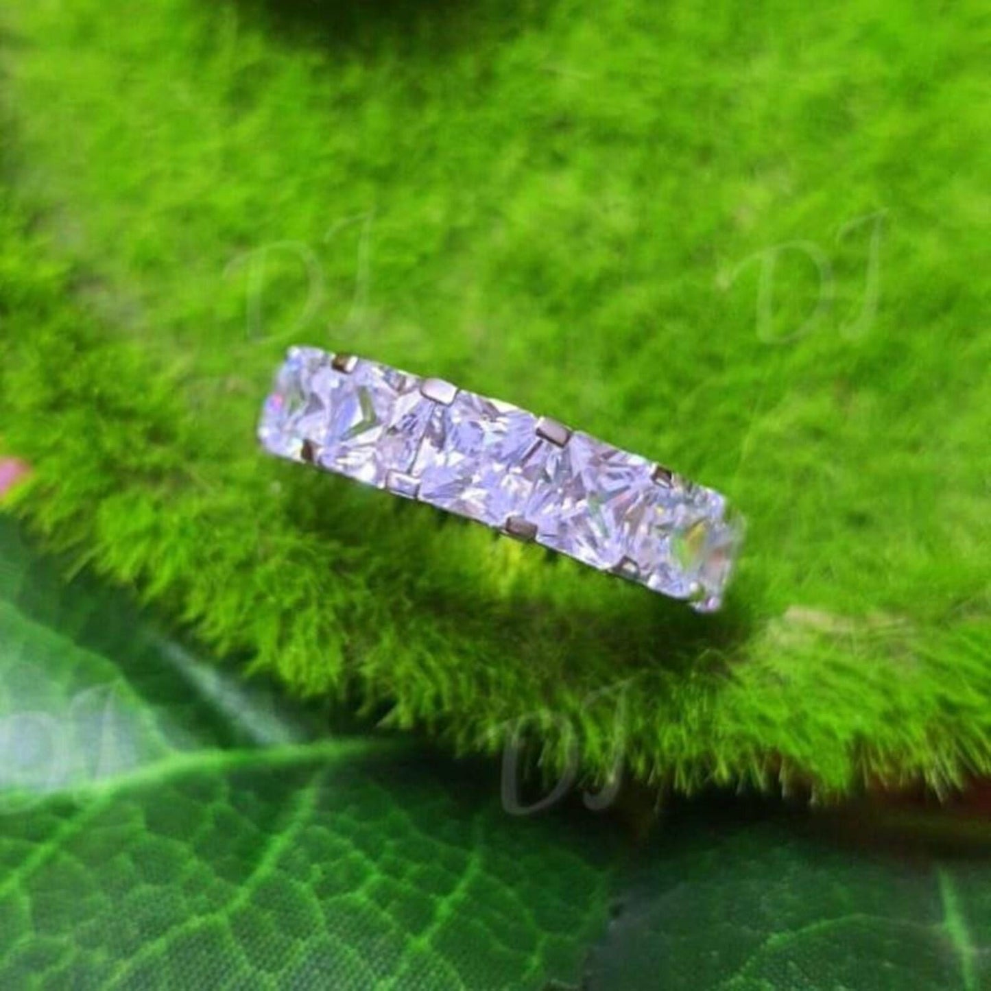 2Ct Princess Cut Diamond Seven-Stone Engagement Ring 14K White Gold Plated 925 Silver Anniversary Band Ring Simulated Diamond Gift for her