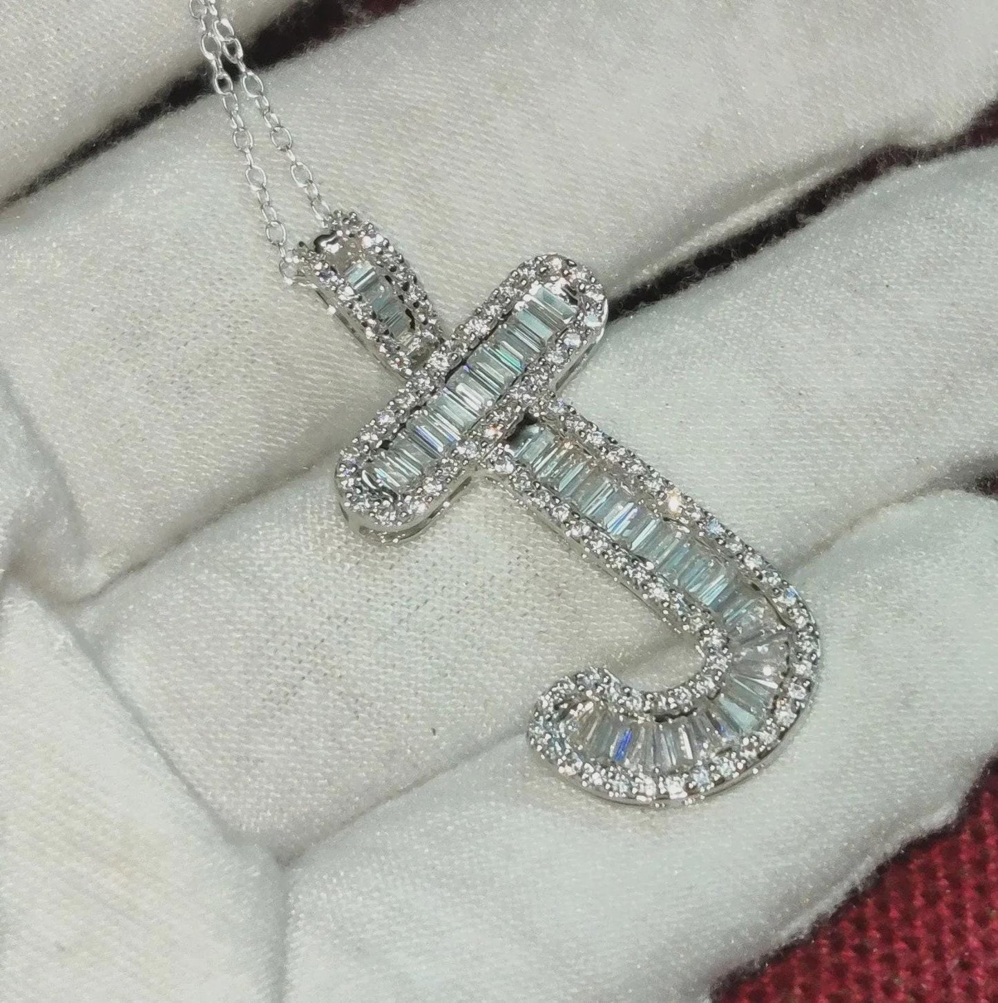 2Ct Diamond Baguette Cut Simulated Diamond Pendant, Custom Any Letter Diamond Pendant, Unisex Diamond Pendant, For Birthday Pendant Gift