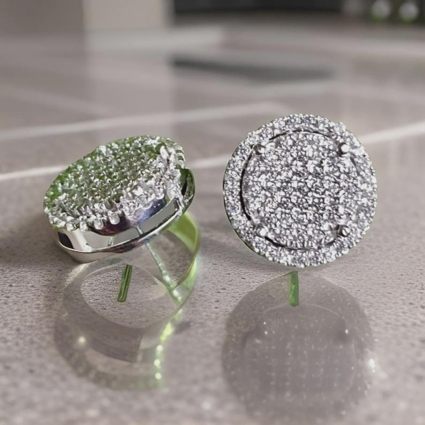 2Ct Round Cut Cluster Stud Earrings Simulated Diamond Earrings 14k White Gold Plated Cluster Earring, Push Back Earring Gift for Party