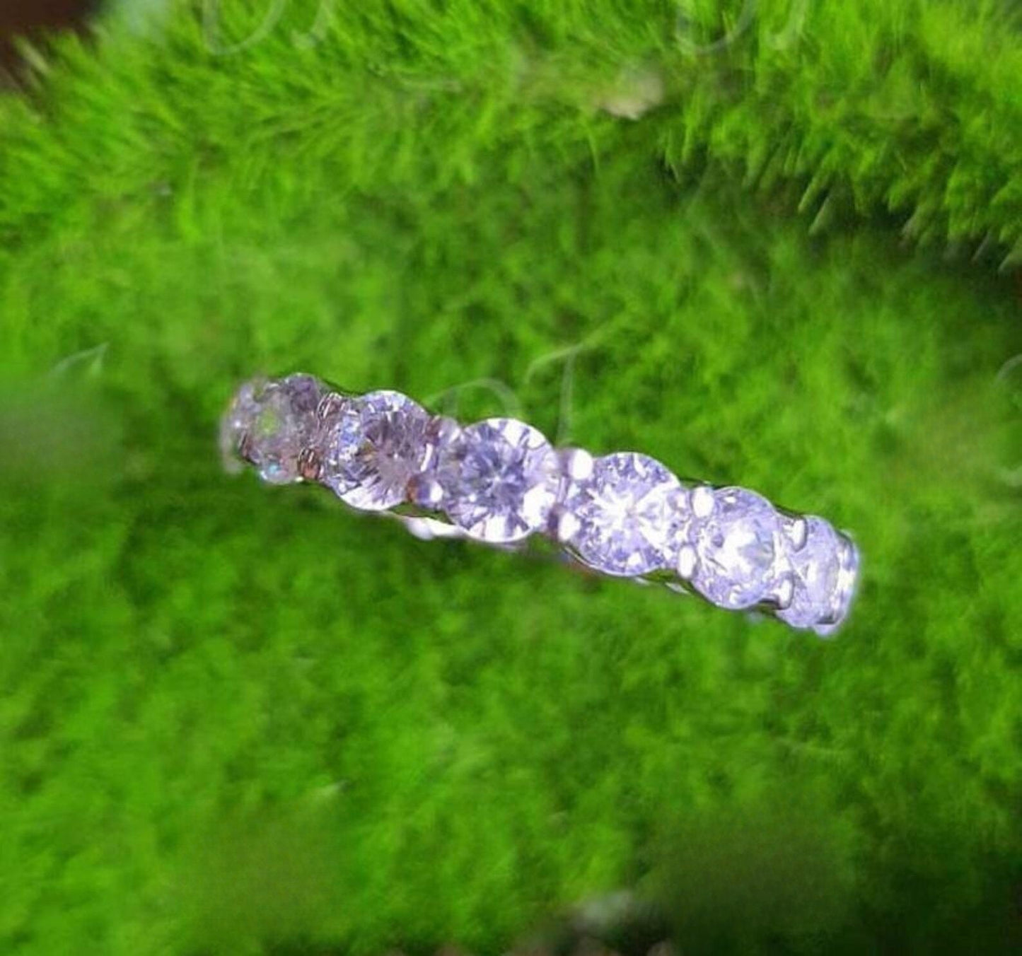 2Ct Round Cut Diamond Ring Full Eternity Band Engagement Ring 14K White Gold Plated 925 Sterling Silver Simulated Diamond Band Ring