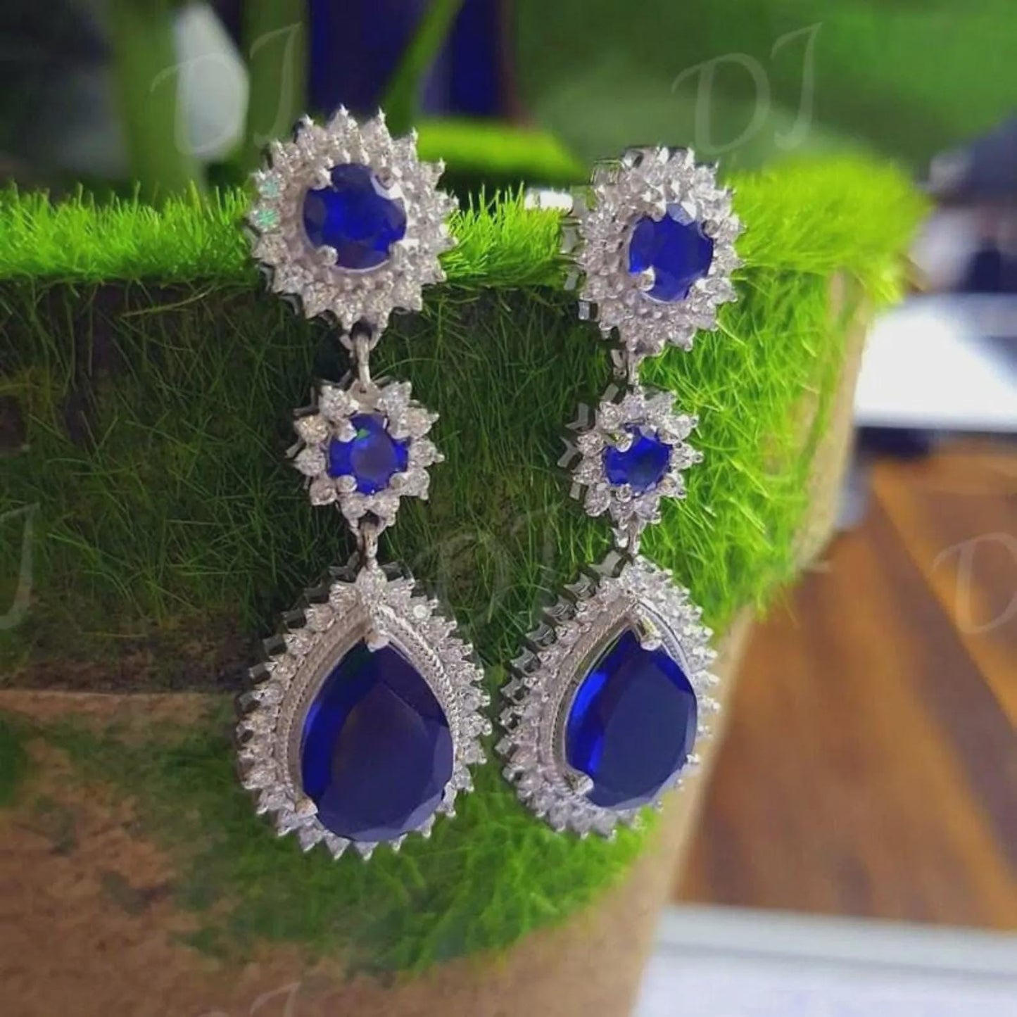 2Ct Pear Cut Drop Dangle Earrings Blue Sapphire 14k White Gold Plated, Teardrop Women's Earrings, Drop & Dangle Earrings, Gift for her