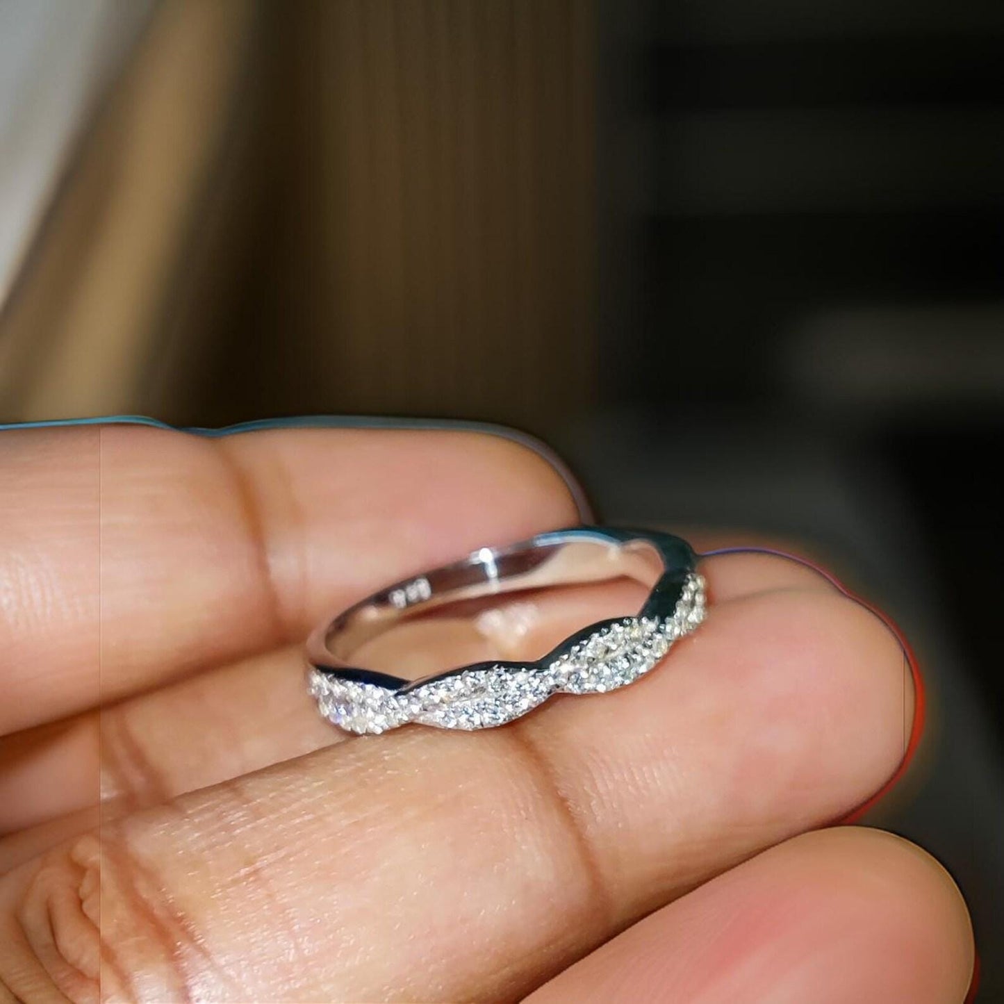 1.50Ct Round Cut Simulated Diamond Wedding Engagement Twisted Band Women's Engagement Ring 14K White Gold Plated 925 Silver