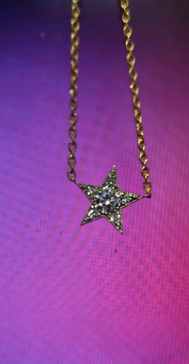 1.50Ct Round Cut Simulated Diamond Star Pendant 14k Two-Tone Gold Plated- 925 Silver