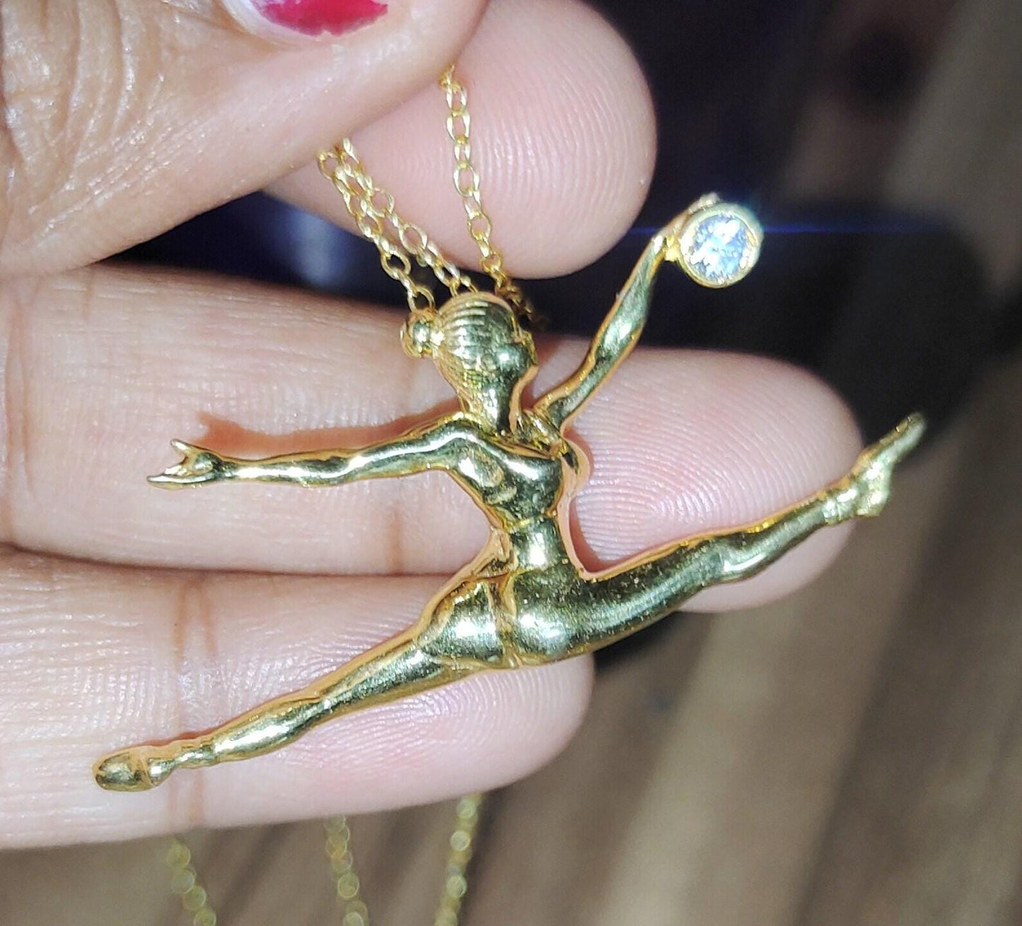 0.20Ct Round Lab-Created Diamond Dancing Lady Pendant 14K Yellow Gold Plated Hip Hop Circle Pendant Diamond Pendant 925 Sterling Silver