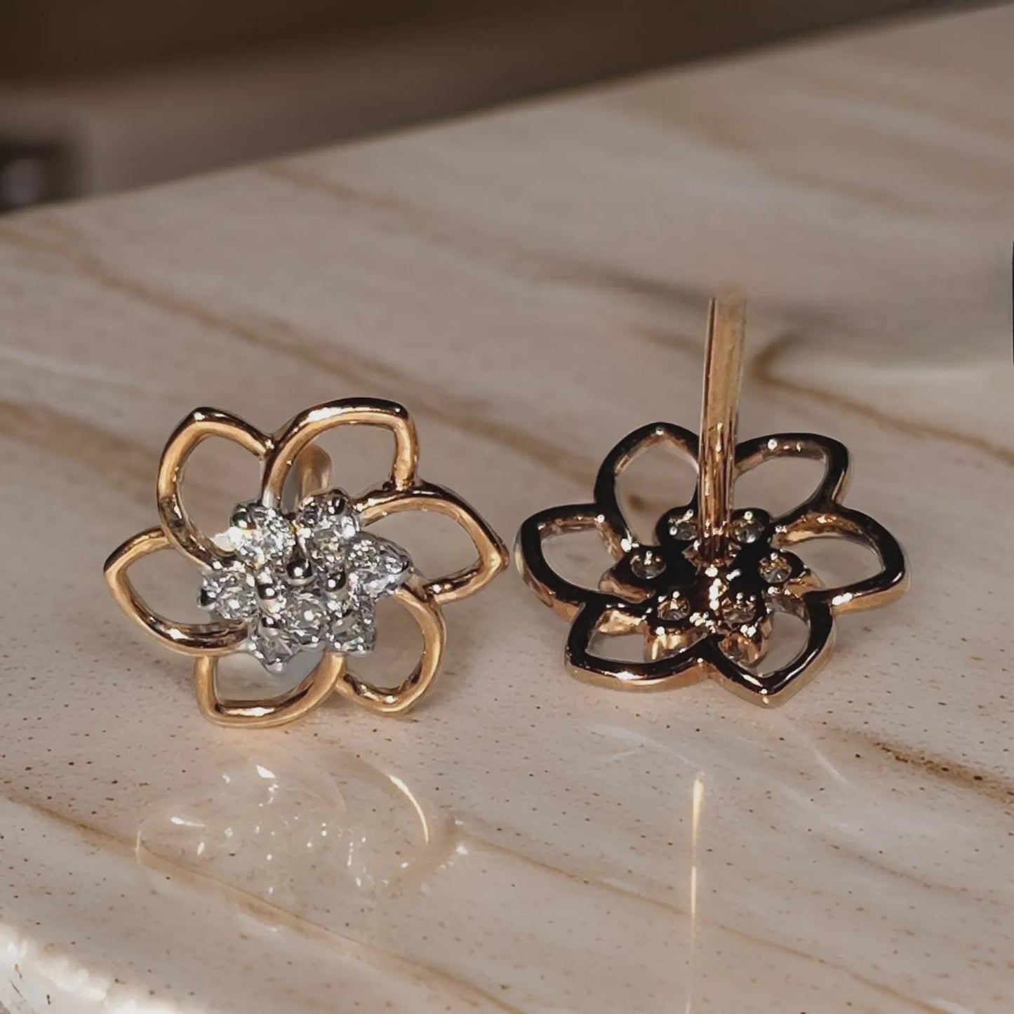 1Ct Diamond Stud Earrings VVS1 Diamond Cluster Flower Stud Earrings 14K Rose Gold Finish 925 Silver Stud Earrings Push Back Stud