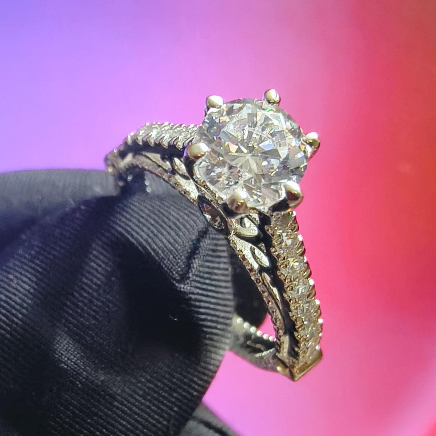 Round Cut Simulated White Diamond Wedding Engagement Anniversary Ring 14k White Gold Plated- 925 Silver, Gift for Her