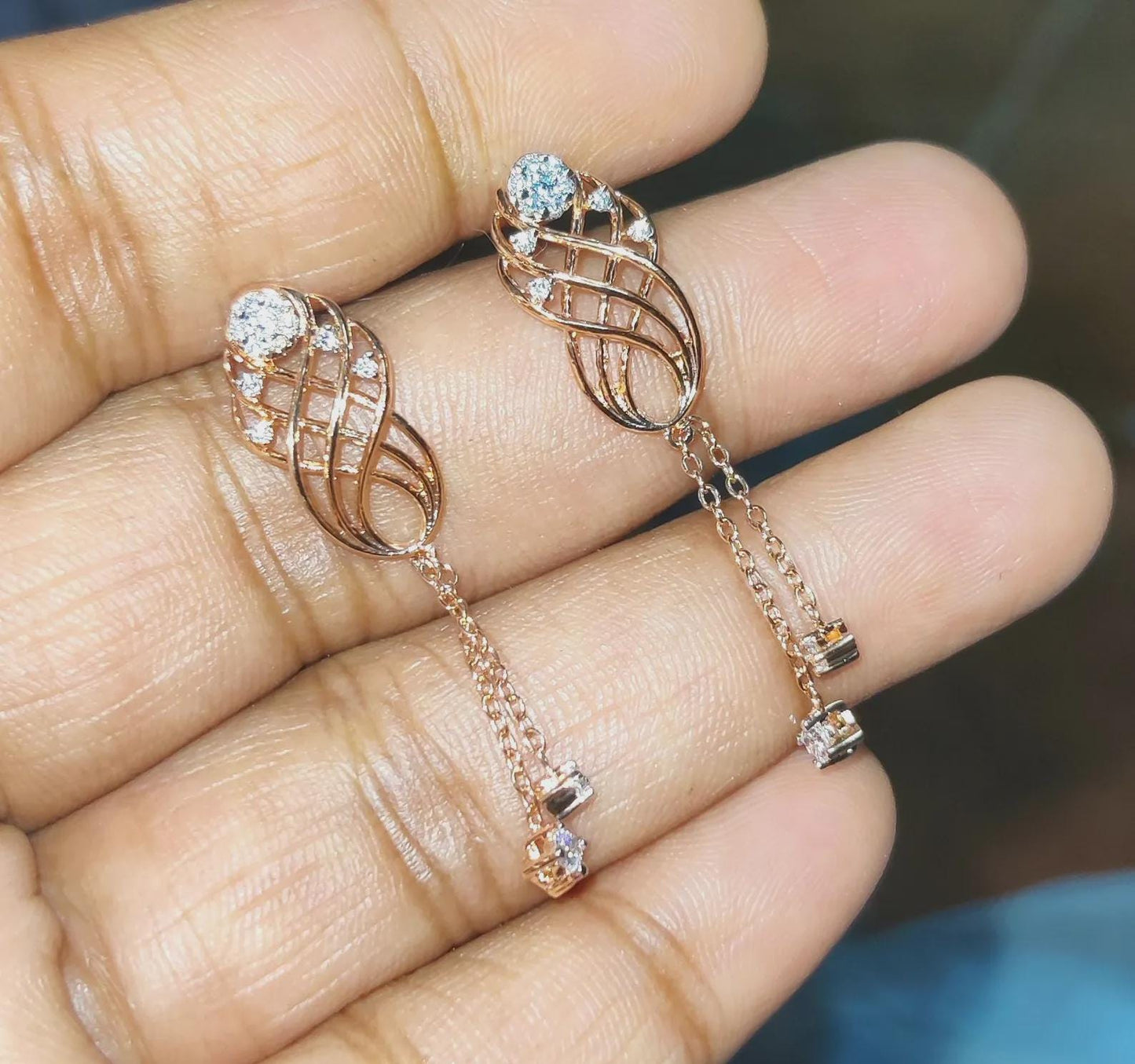 1.50Ct Round Cut Simulated Diamond Drop Dangle Women's Earrings 14K Rose Gold Plated 925 Sterling Silver, Gift For Birthday Wear