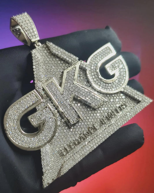 2Ct Hip Hop Customized Pendant Round Cut Moissanite 14K White Gold Plated 925 Sterling Silver, Custom Any Letter Pendant