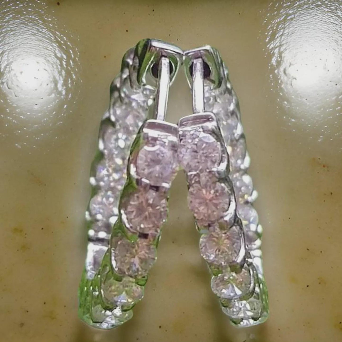 2Ct Round Cut Diamond Hoop Earring Simulated 14K White Gold Finish 925 Sterling Silver For Special Occasion, Birthday Gift, Daily Wear