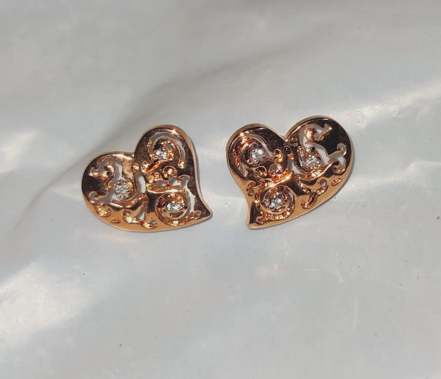 1.50Ct Diamond Stud Earrings VVS1 Diamond Cluster Heart Stud Earrings 14K Rose Gold Finish 925 Silver Stud Earrings Push Back Stud