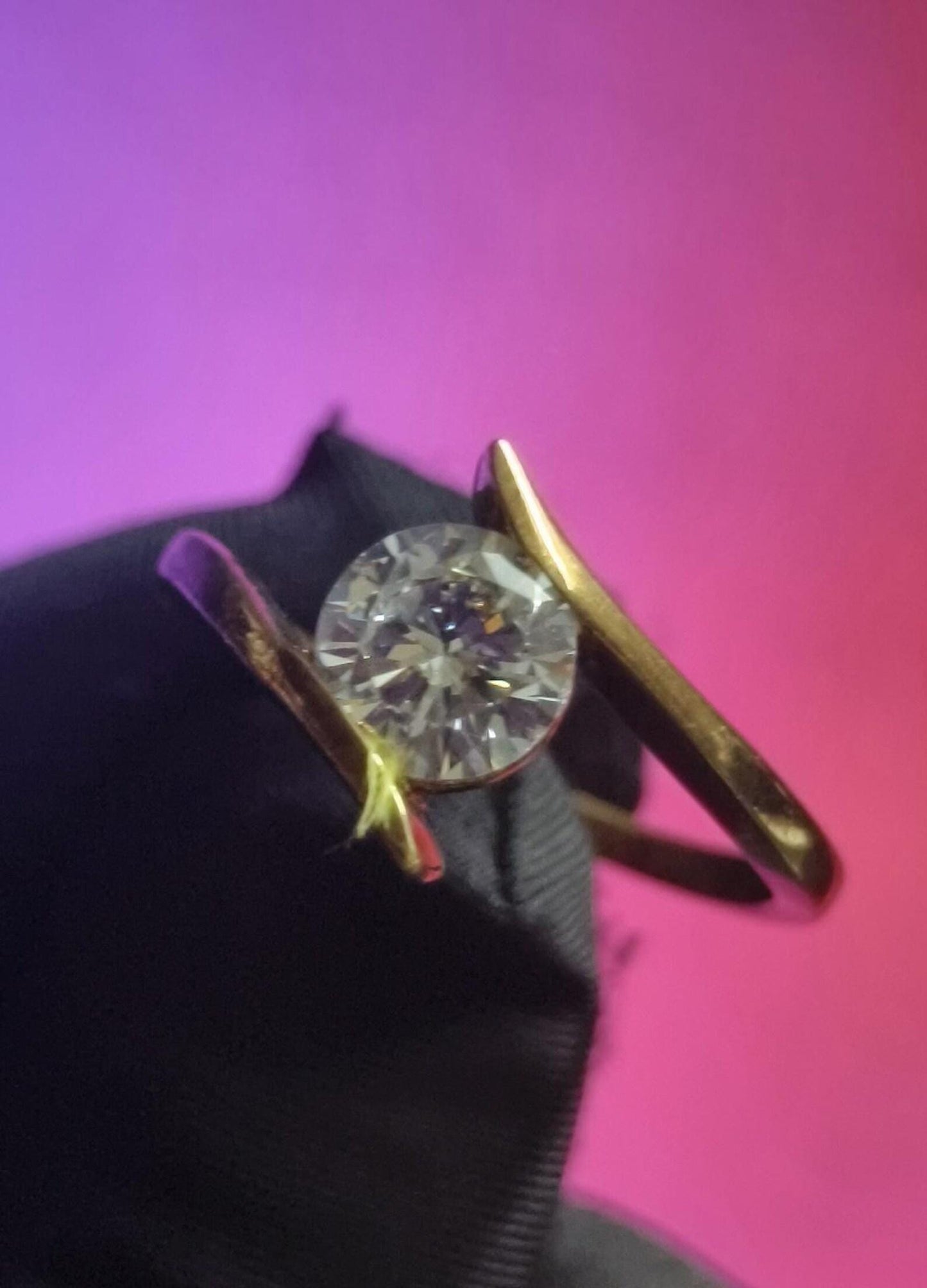 2Ct Moissanite Solitaire Ring Round 14K Yellow Gold Plated 925 Sterling Silver, Anniversary Ring, Wedding Ring, Gift For Her