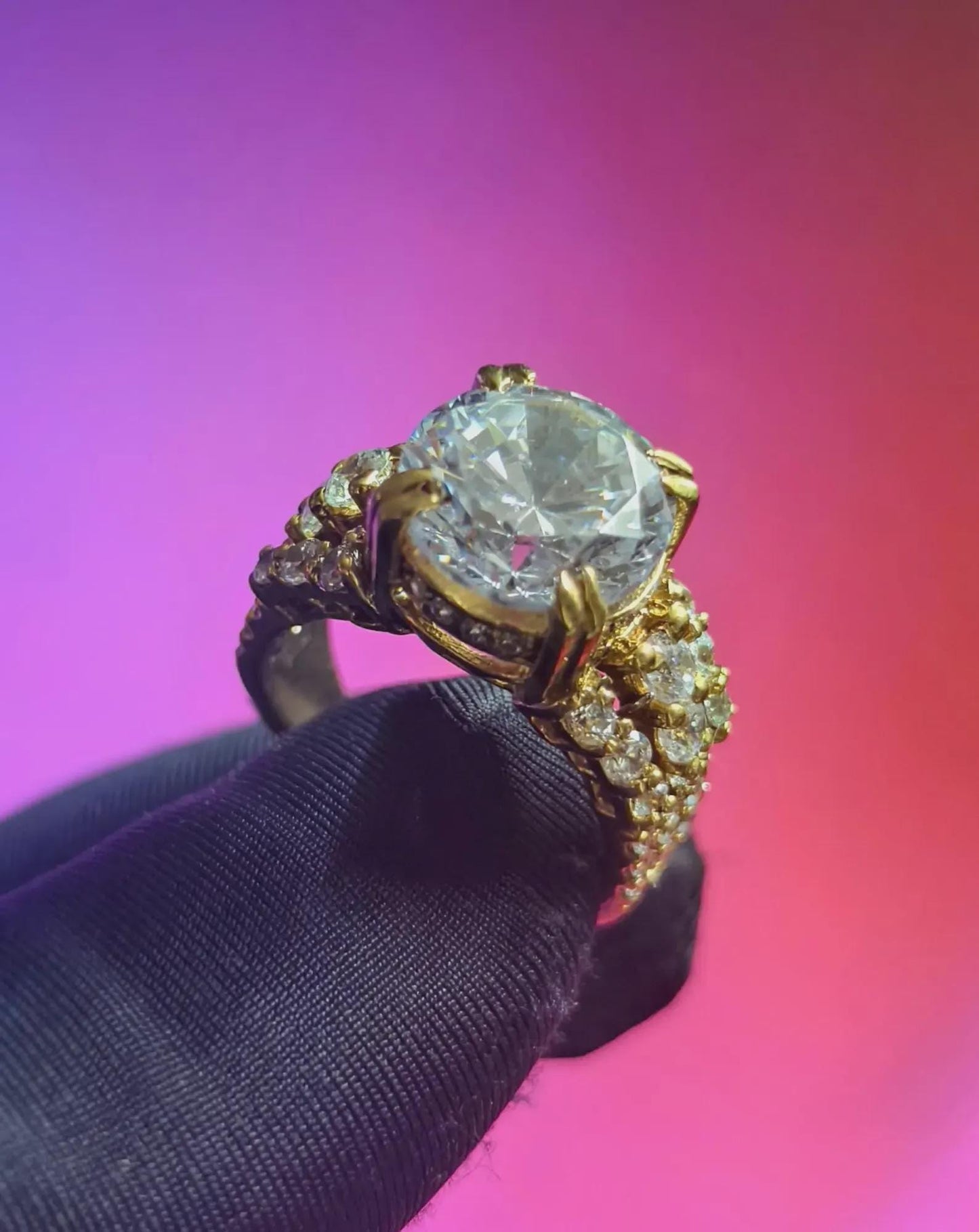 2Ct Round Cut Lab Created Diamond Solitaire Prong Setting Ring Round Cut 14K Yellow Gold Plated 925 Silver, Anniversary Ring, Wedding Gift