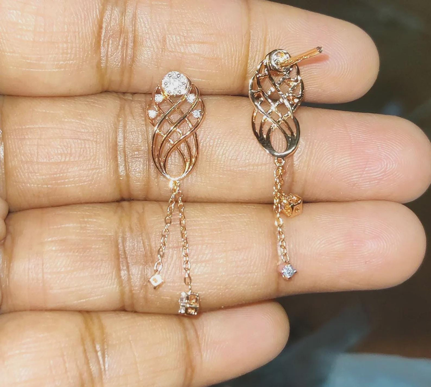 1.50Ct Round Cut Simulated Diamond Drop Dangle Women's Earrings 14K Rose Gold Plated 925 Sterling Silver, Gift For Birthday Wear