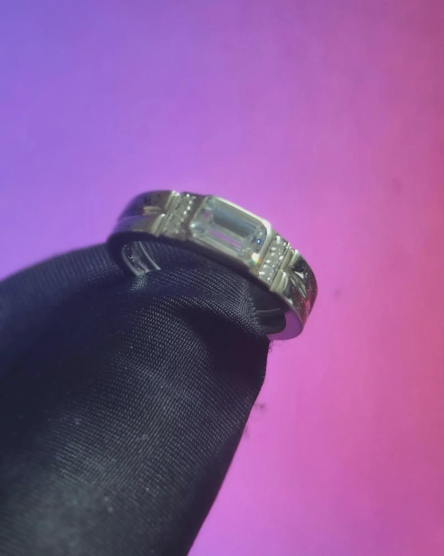 1Ct Moissanite Emerald Cut Wedding Band Ring 14K White Gold Plated 925 Sterling Silver Anniversary Ring, For Engagement Ring