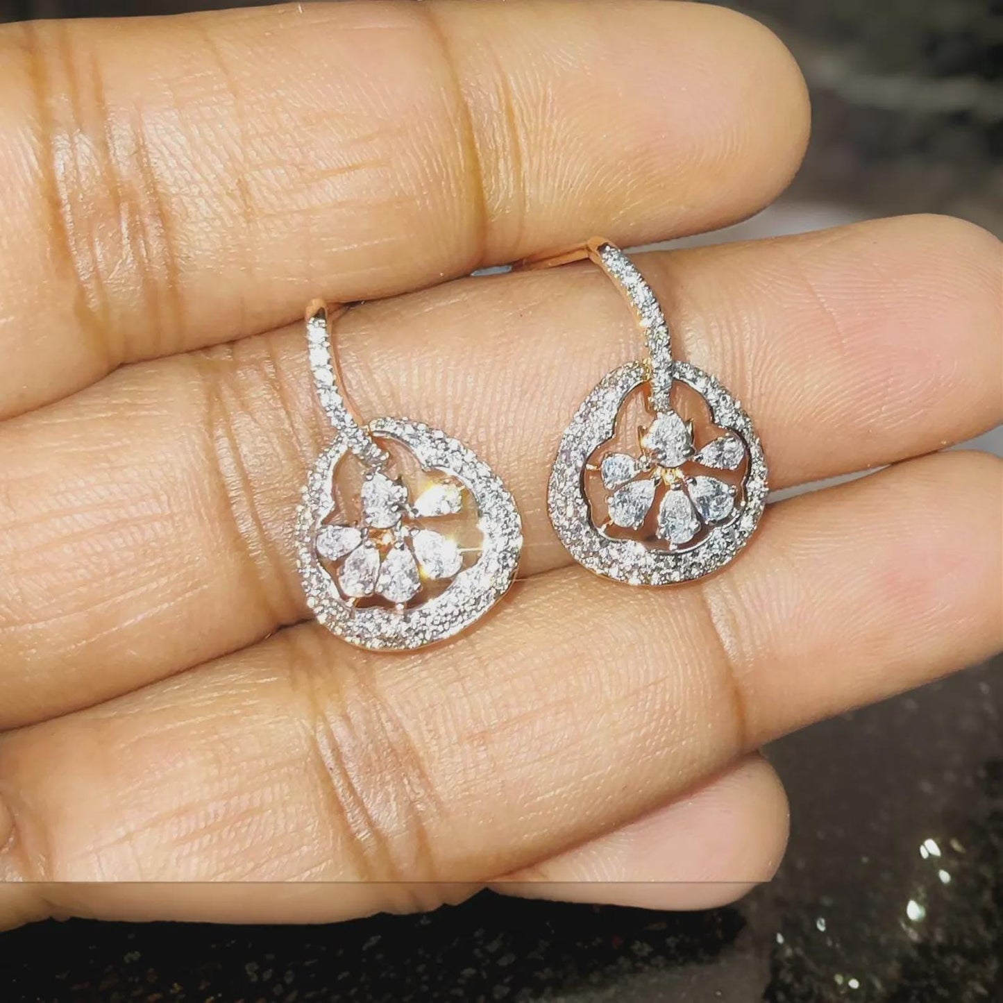 2Ct Round Cut Simulated Diamond Drop Dangle Women's Earrings 14K Rose Gold Plated 925 Sterling Silver, Gift For Birthday