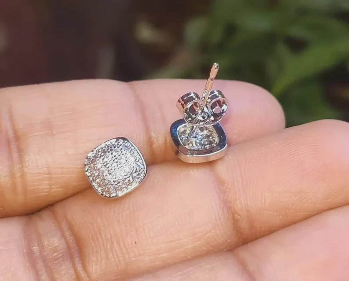 2Ct Round Cut Diamond Cluster Halo Women's Stud Earrings 14K White Gold Finish 925 Sterling Silver Hip Hop Stud Earrings