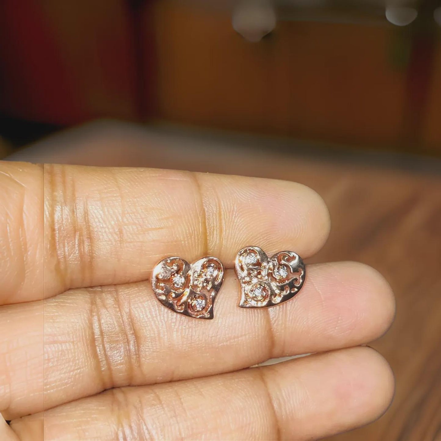 1.50Ct Diamond Stud Earrings VVS1 Diamond Cluster Heart Stud Earrings 14K Rose Gold Finish 925 Silver Stud Earrings Push Back Stud