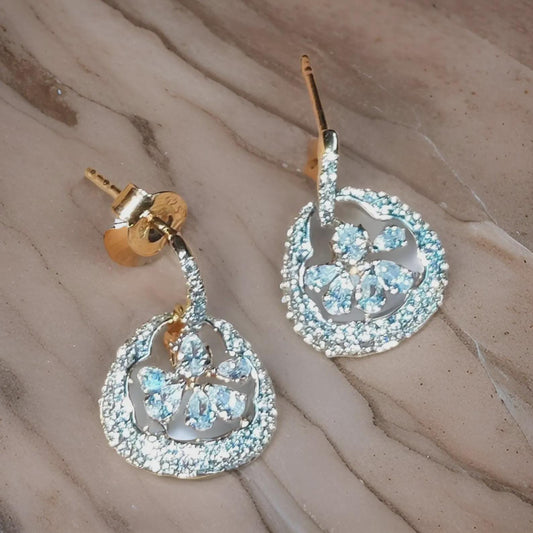 2Ct Round Cut Simulated Diamond Drop Dangle Women's Earrings 14K Rose Gold Plated 925 Sterling Silver, Gift For Birthday