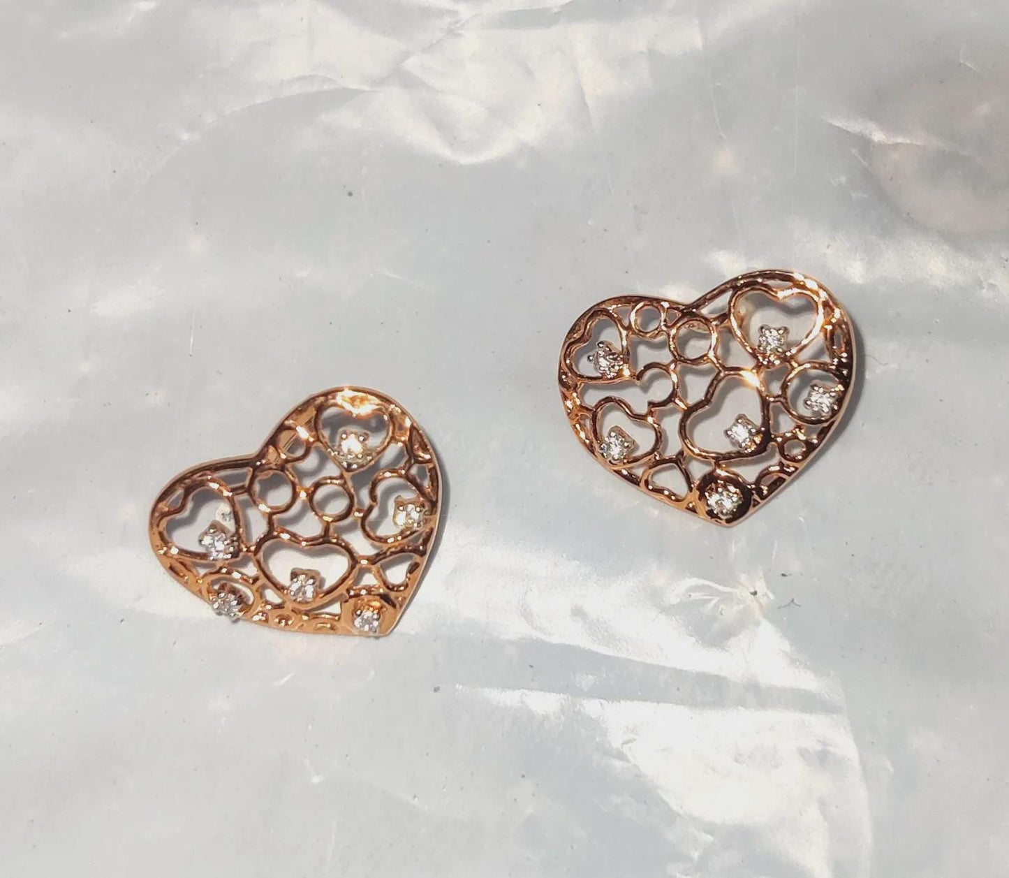 1Ct Diamond Stud Earrings VVS1 Diamond Cluster Heart Stud Earrings 14K Rose Gold Finish 925 Silver Stud Earrings Push Back Stud