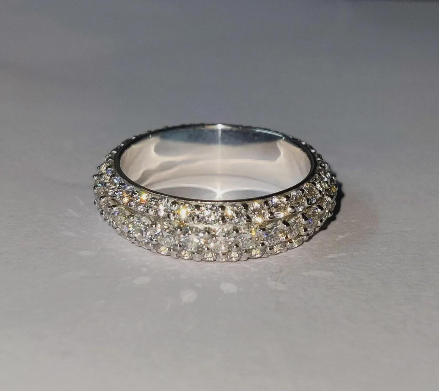 2Ct Diamond Band Ring Lab-Created Round Diamond Wedding Anniversary Band Ring 14K White Gold Finish 925 Silver Band Unisex Engagement Ring