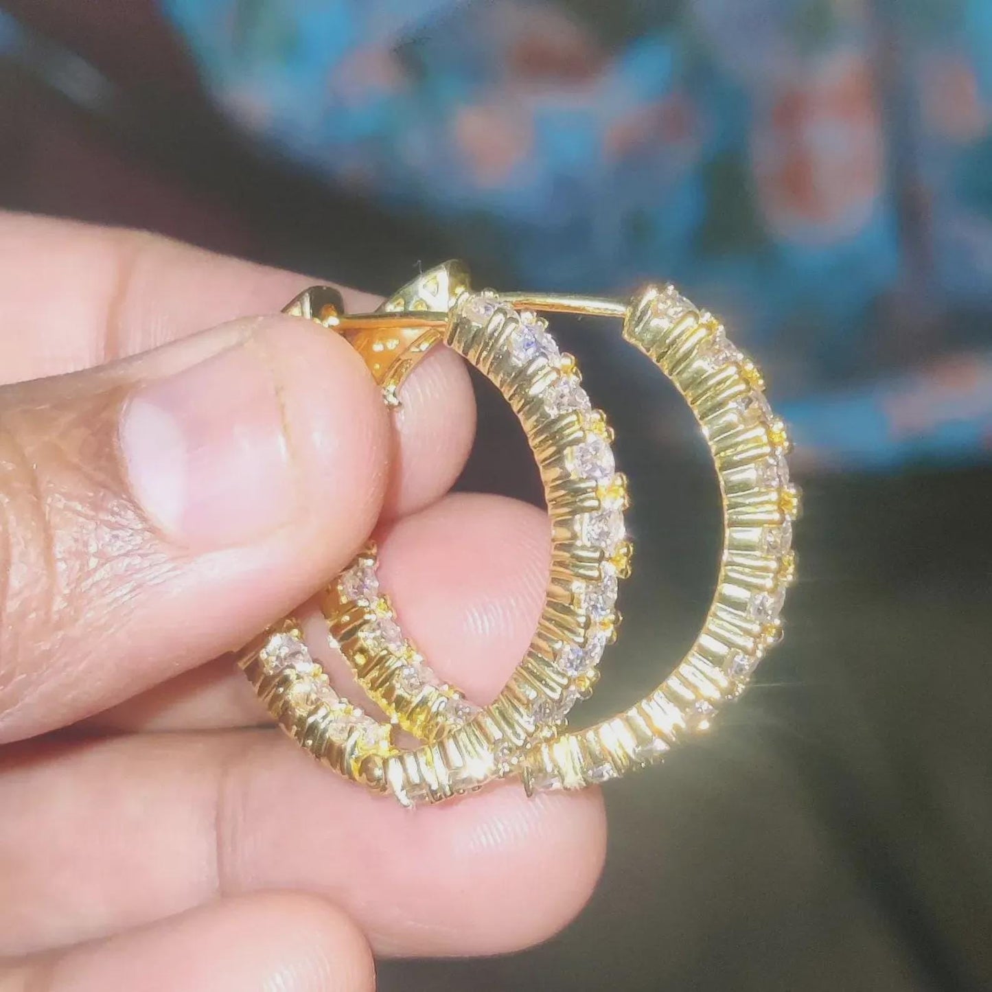 2Ct Round Hoop Earrings Lab Created Diamond Women's Huggie Hoop Earrings 14K Yellow Gold Finish 925 Silver Hoop Earrings